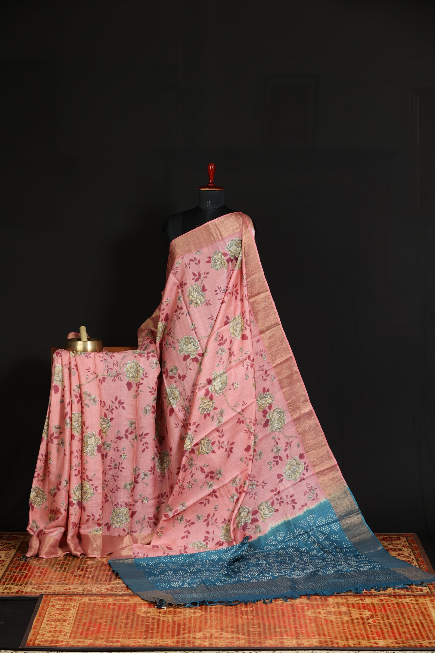 Digital printed tussar silk saree