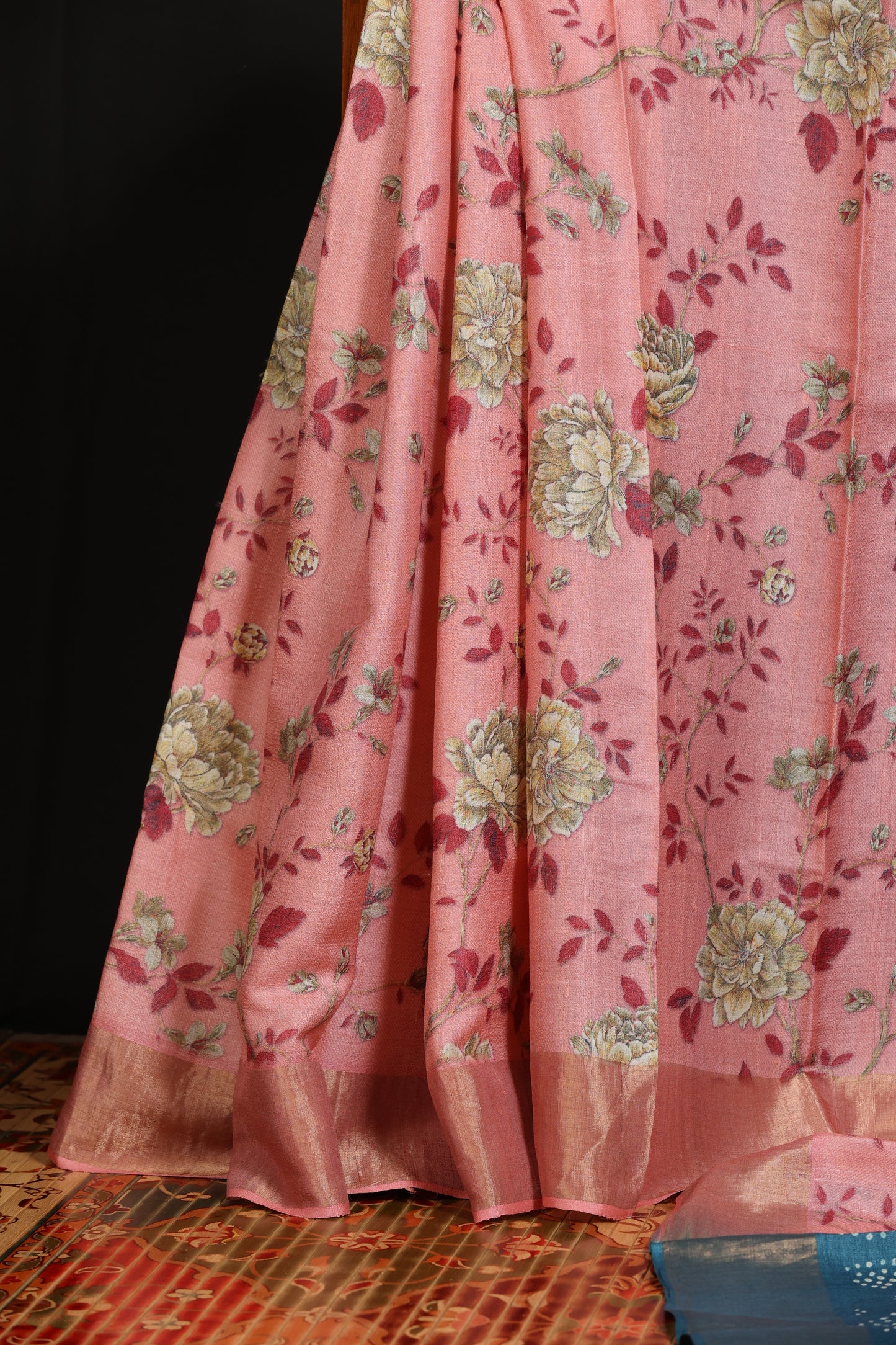 Digital printed tussar silk saree