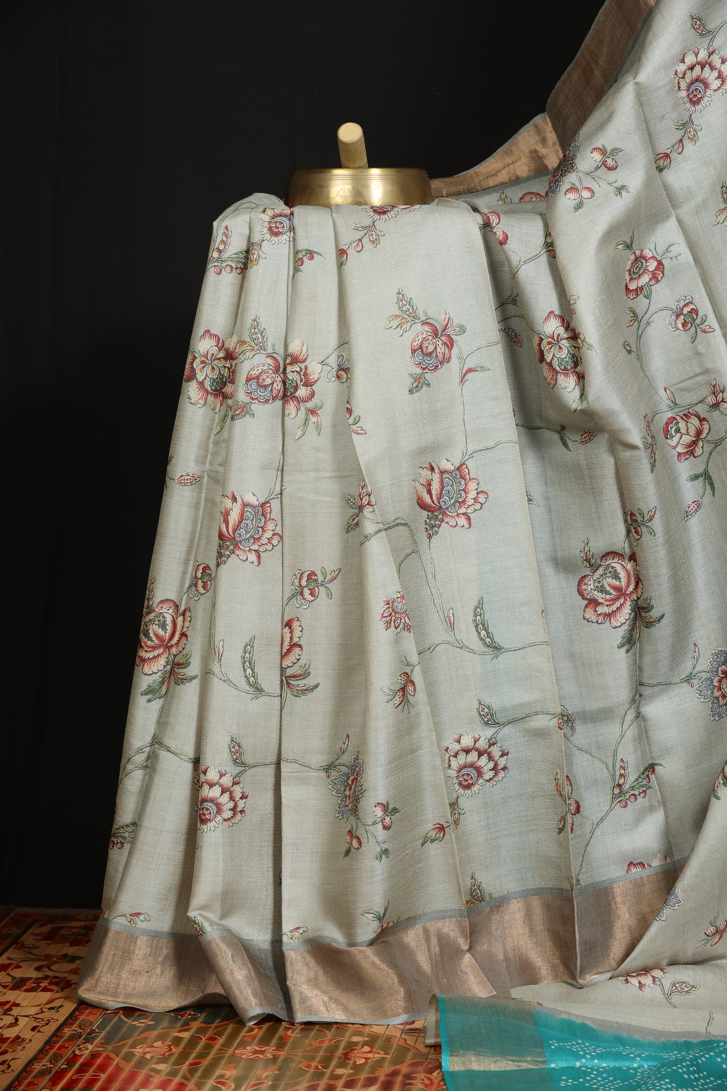 Digital printed tussar silk saree
