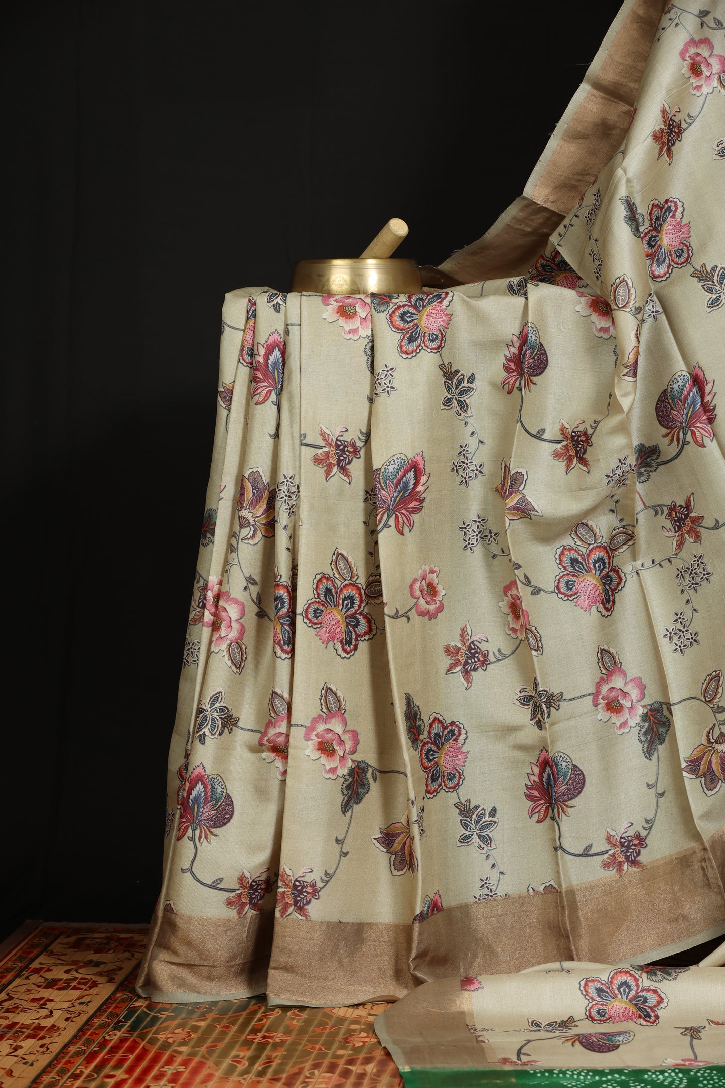Digital printed tussar silk saree