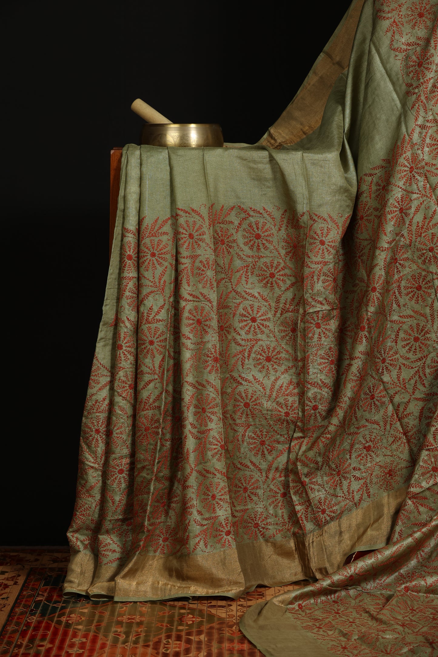 Pure tussar with tepchi chikankari