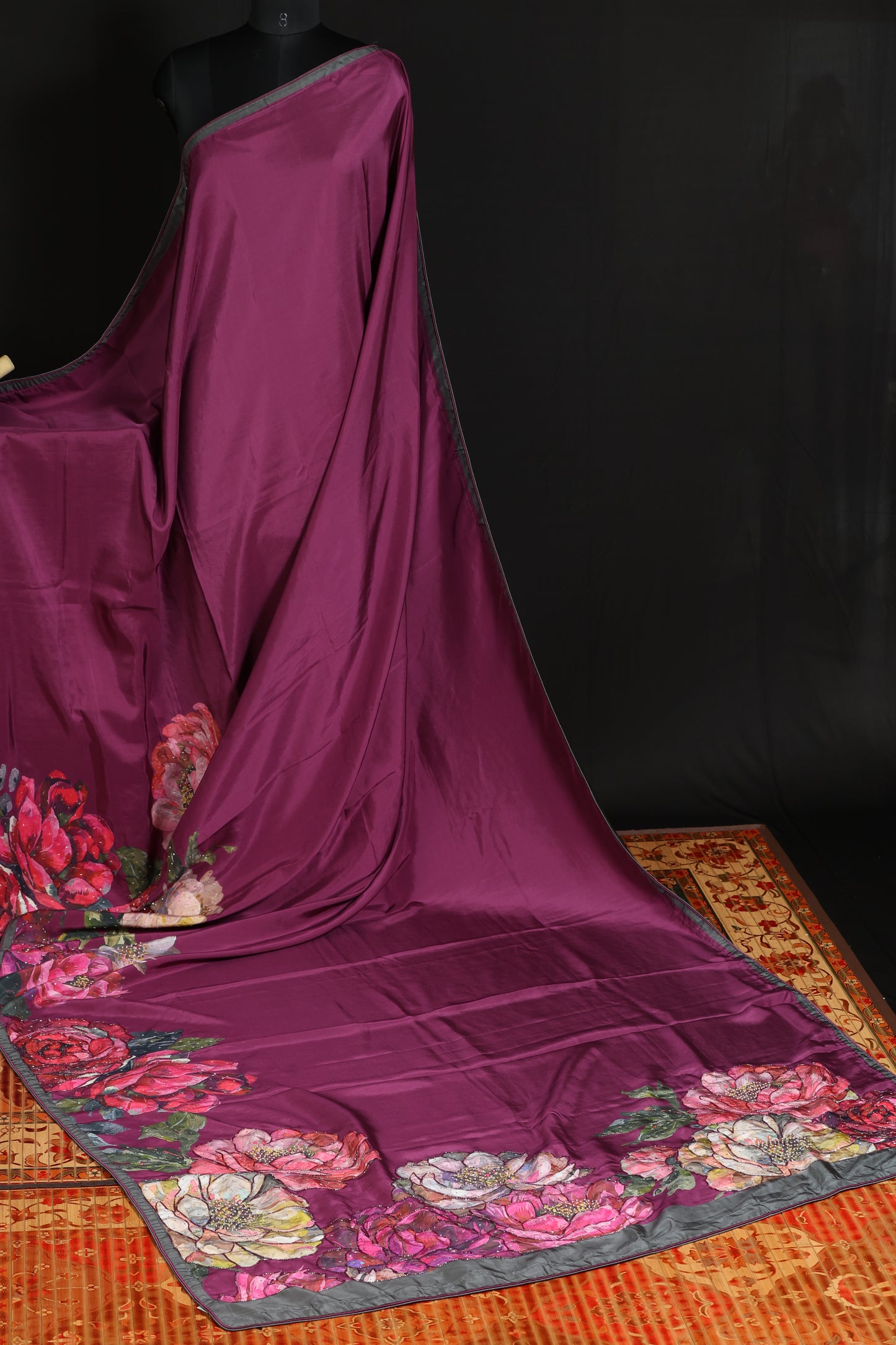 Pure 100gsm satin crepe sarees