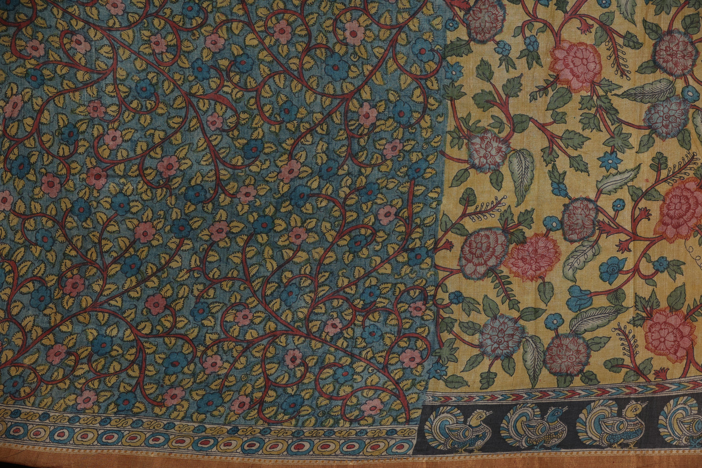 Puresilk tussar with penkalamkari