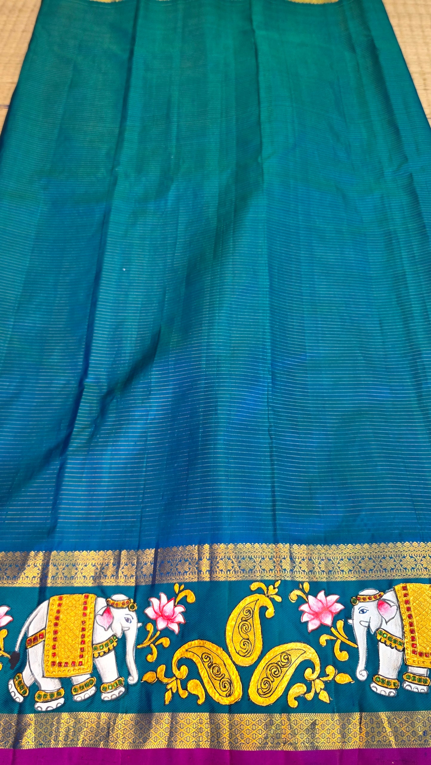 Pure silk kanjeevaram with tanjore painting