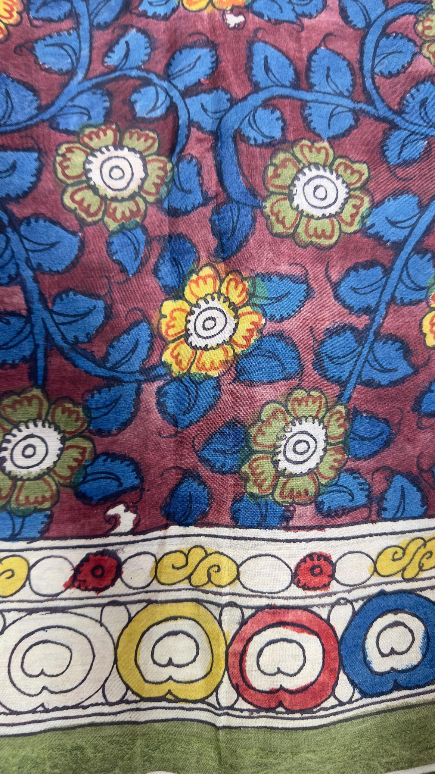 Pure silkcotton blouse materials with pen kalamkari painting