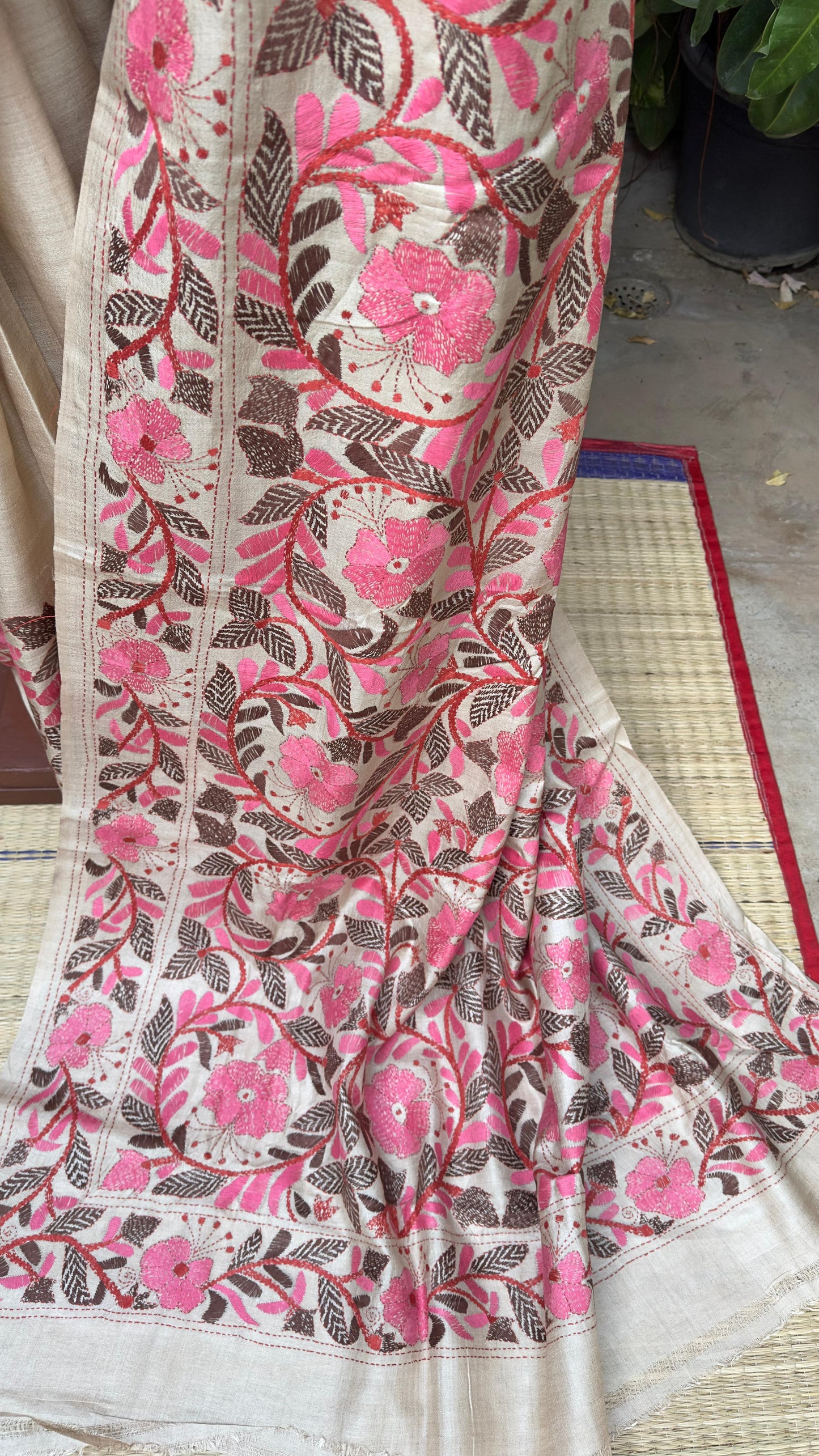 Hand embroidered kantha work sarees