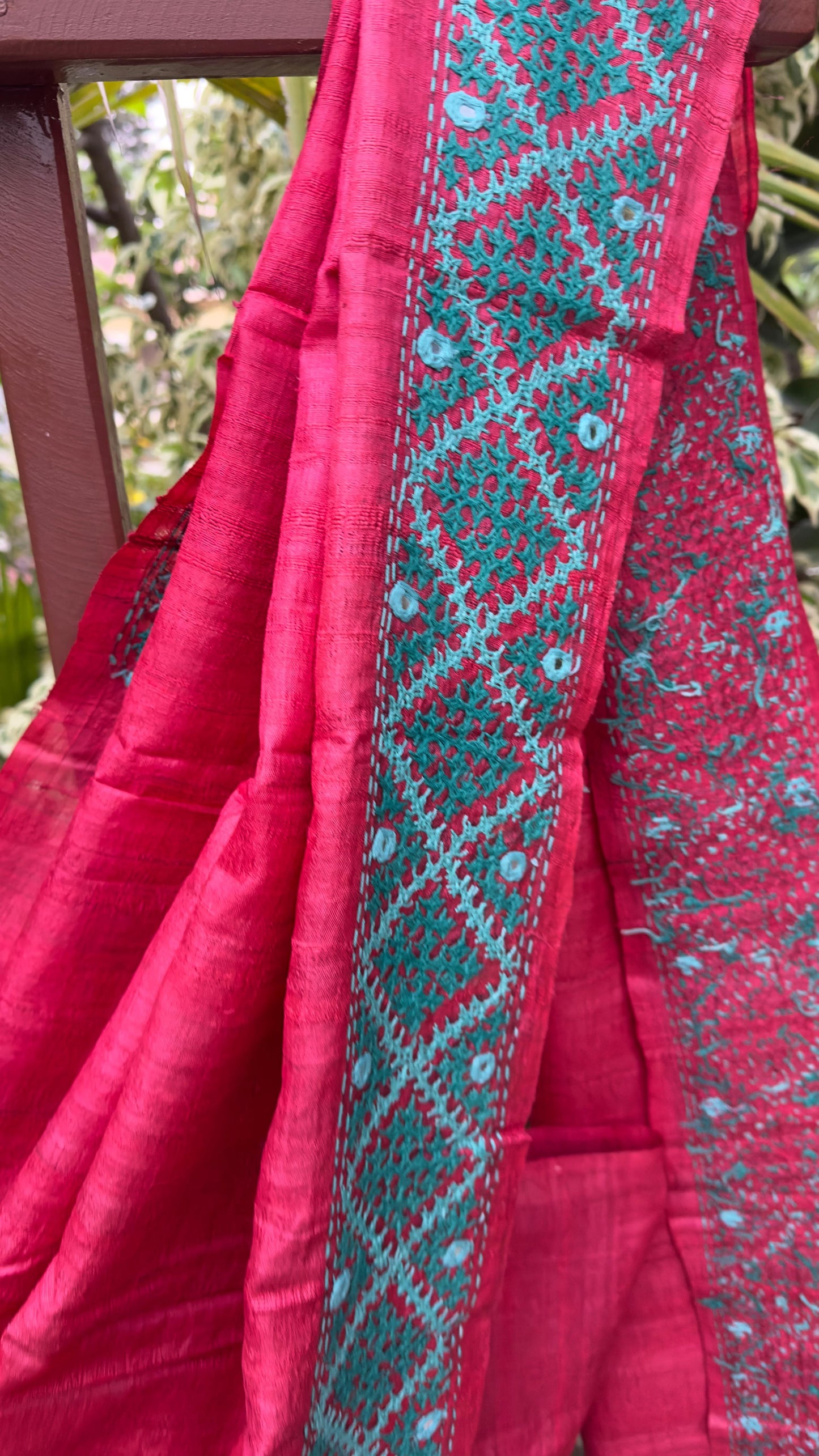 Kutch work on Tussar Sarees