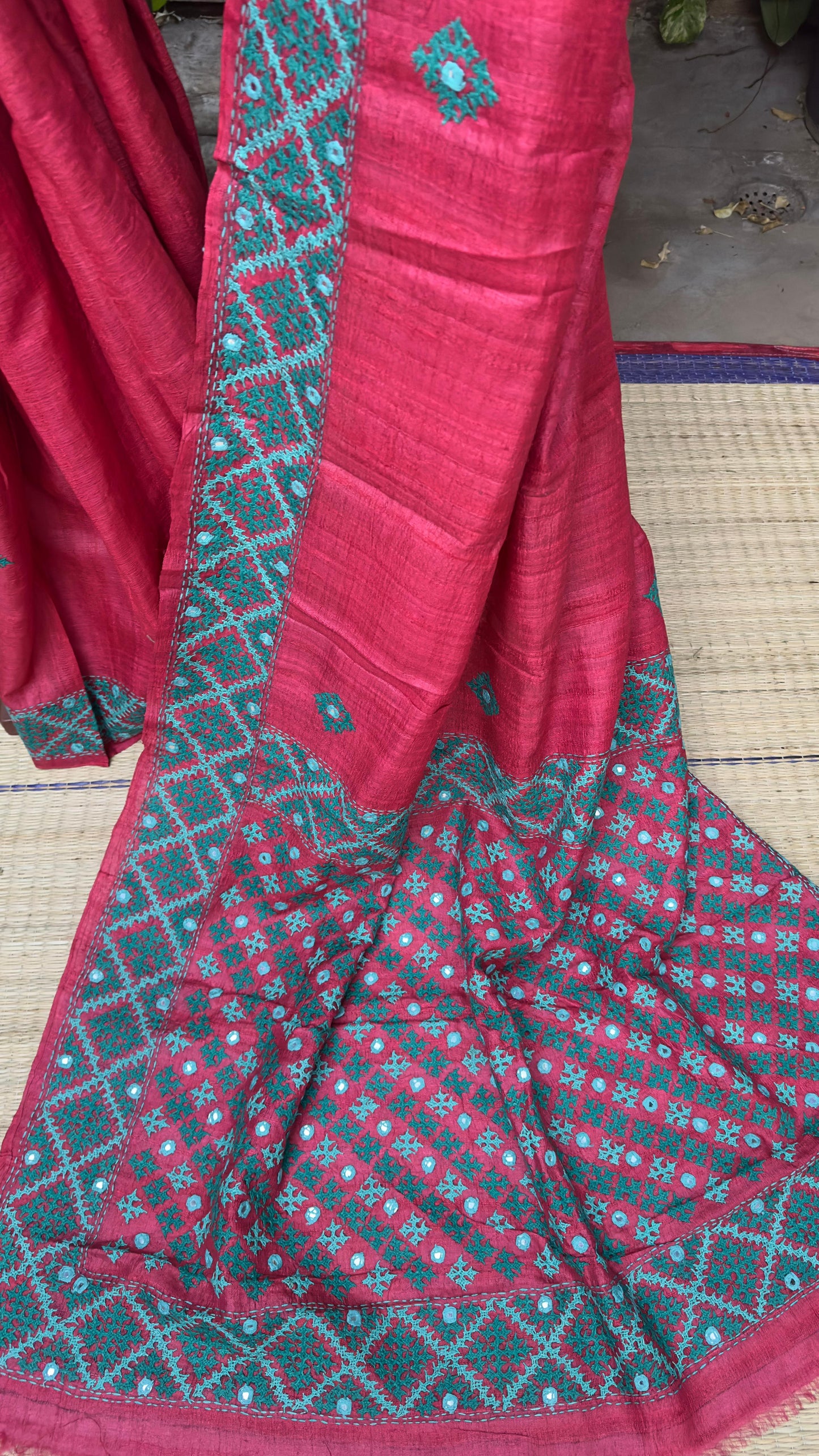 Kutch work on Tussar Sarees