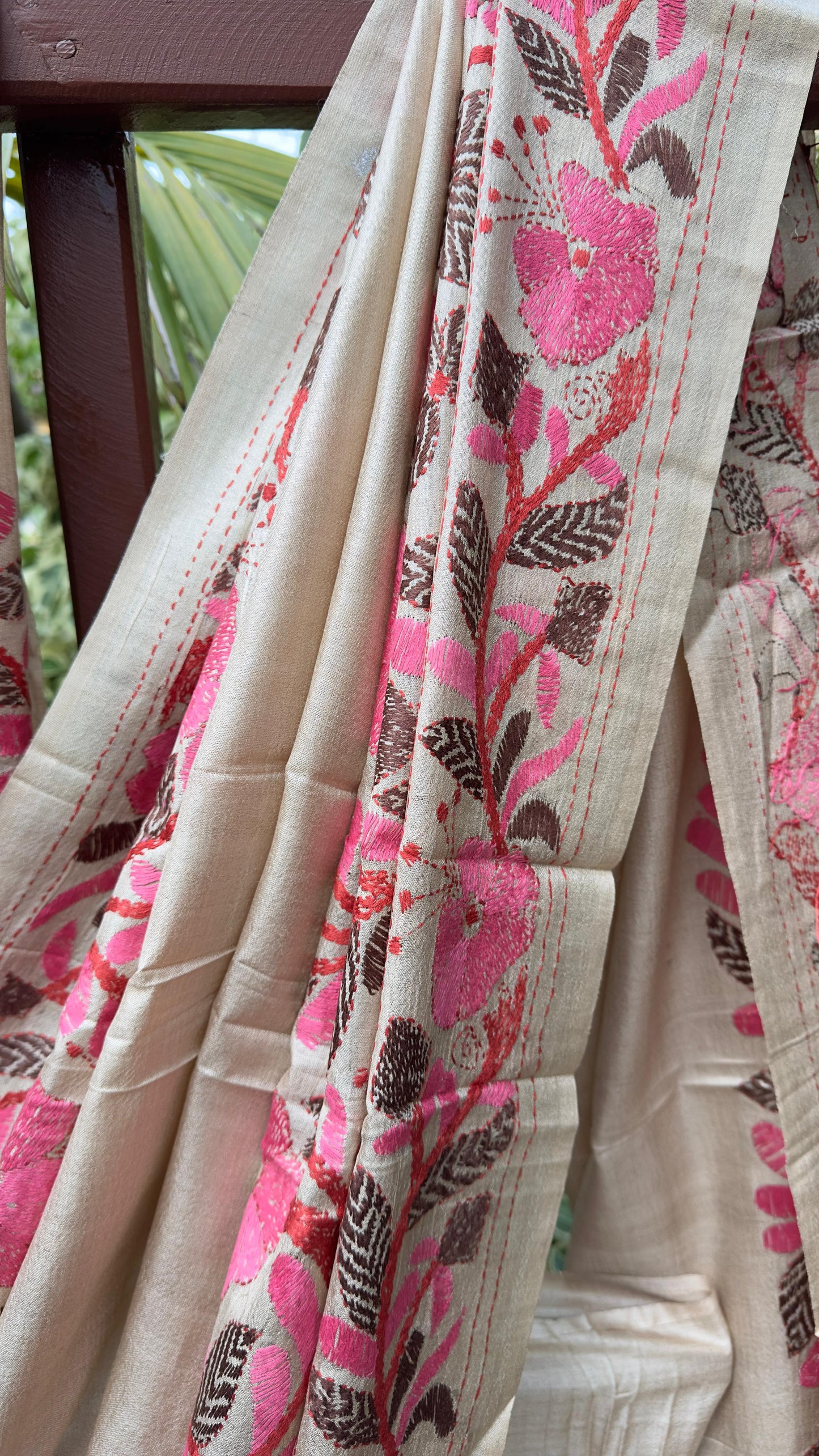 Hand embroidered kantha work sarees
