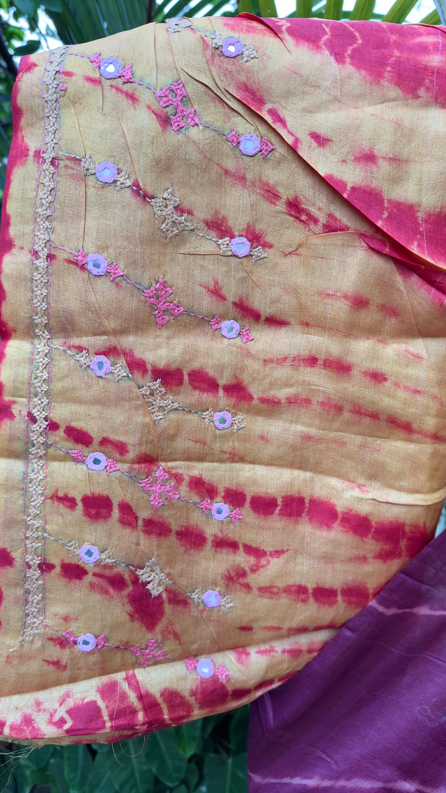 Kutch work & Shibori on Tussar silk saree
