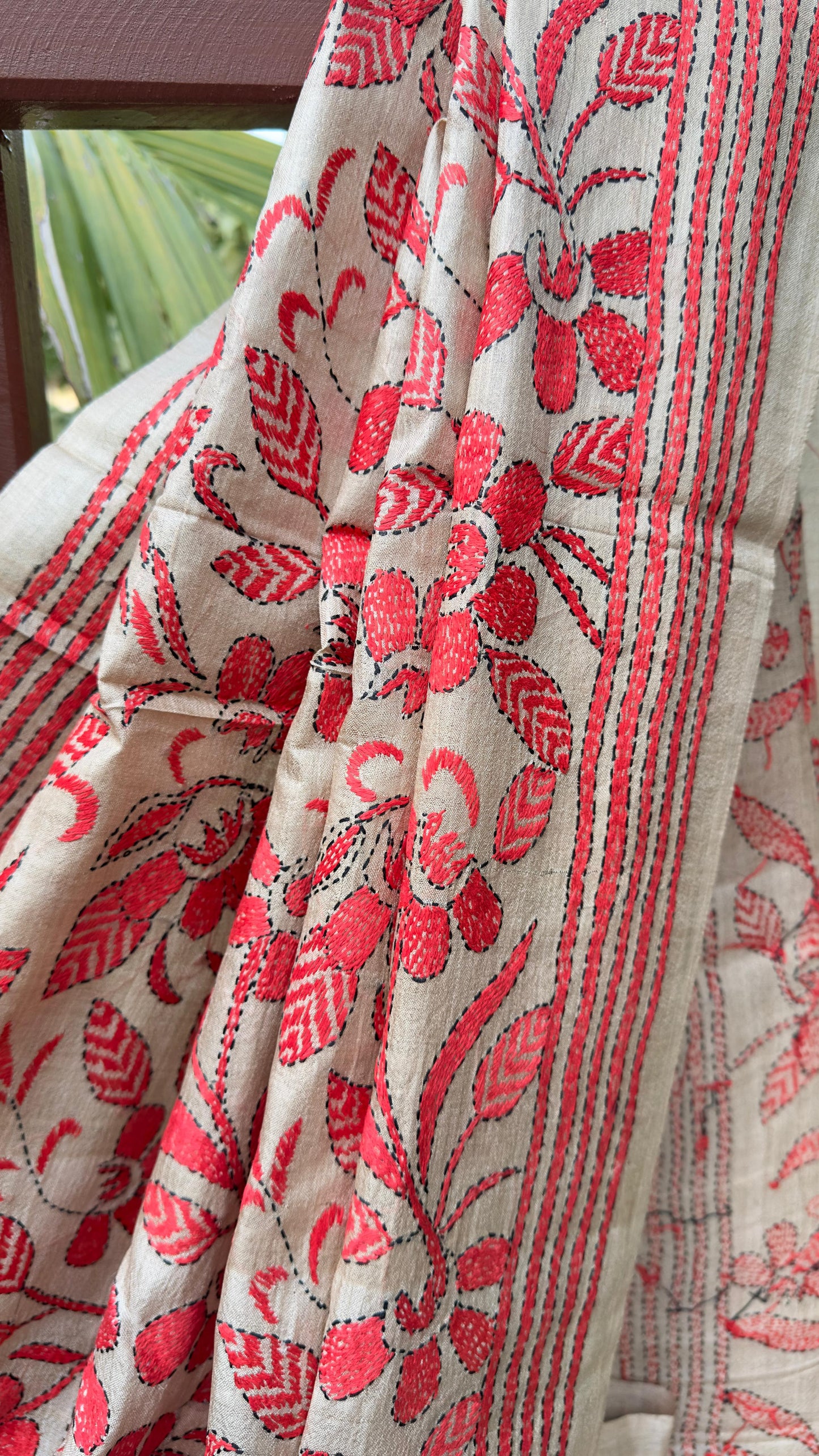 Hand embroidered kantha work sarees