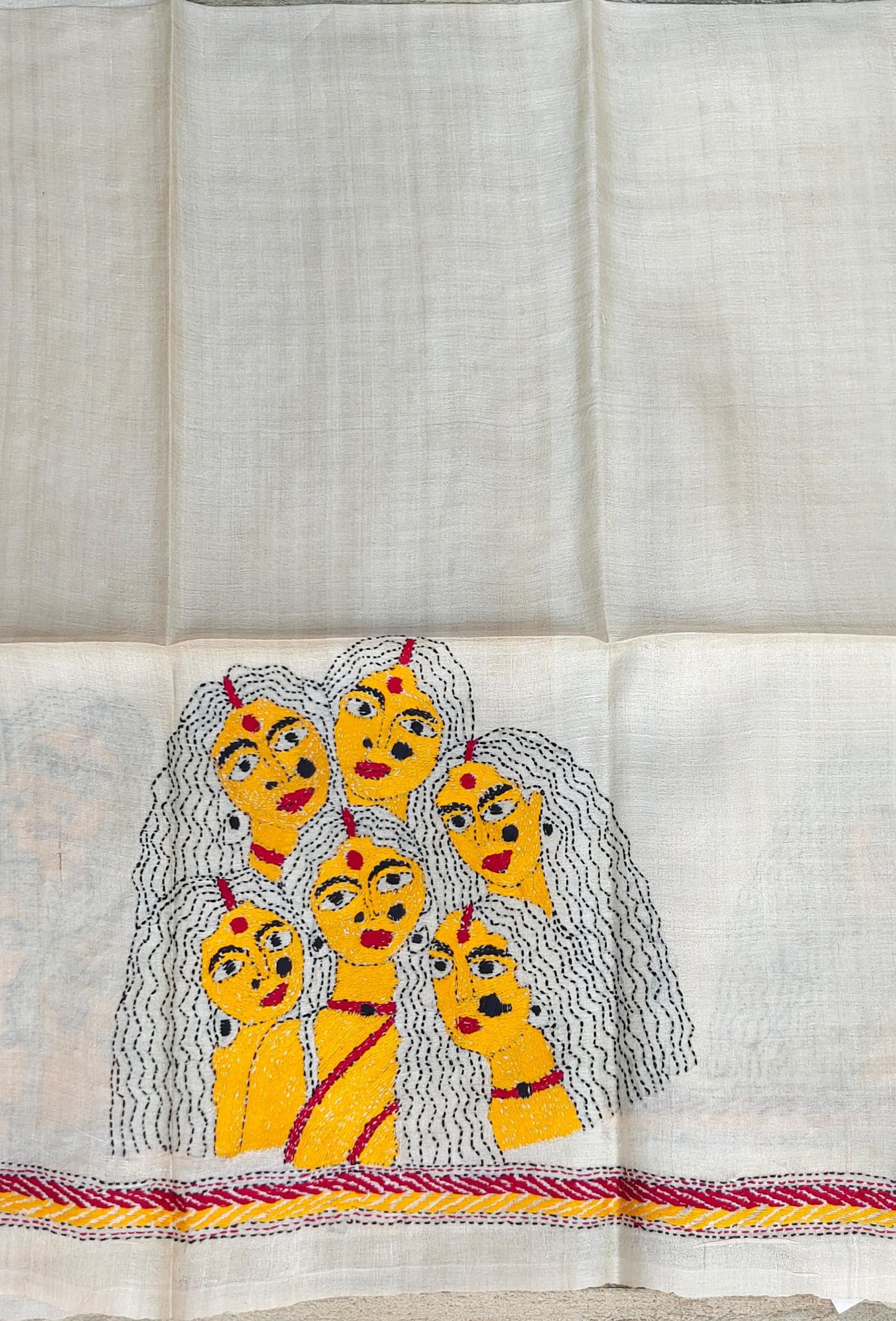 Pure Silk Tussar with Kantha work Blouse