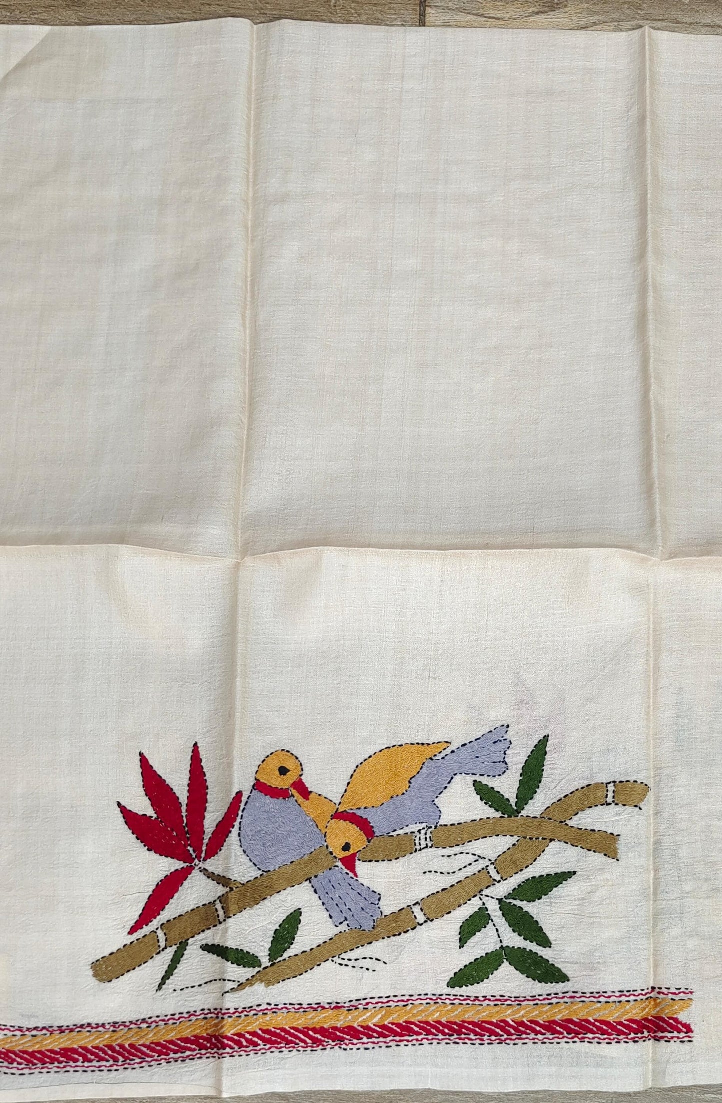 Pure Silk Tussar with Kantha work Blouse