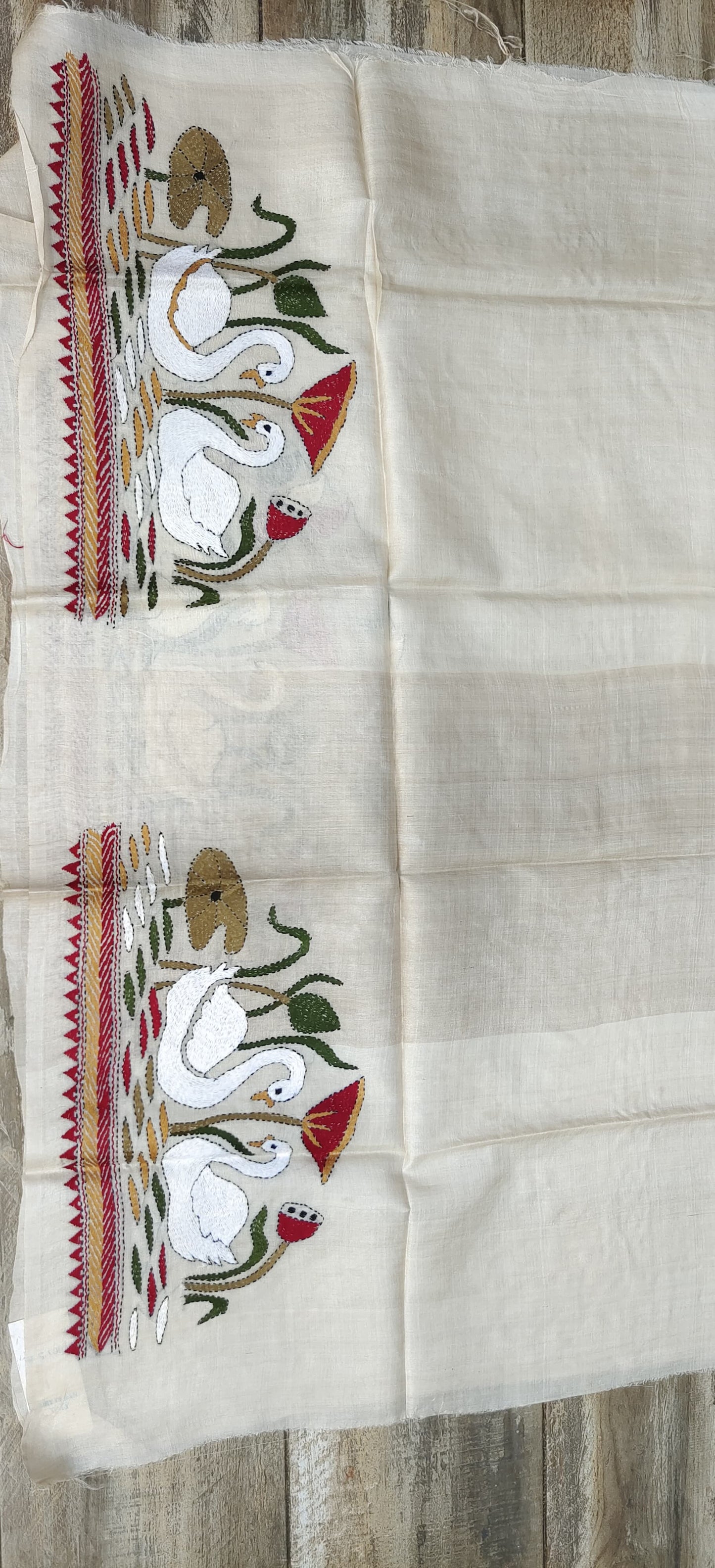 Pure Silk Tussar with Kantha work Blouse