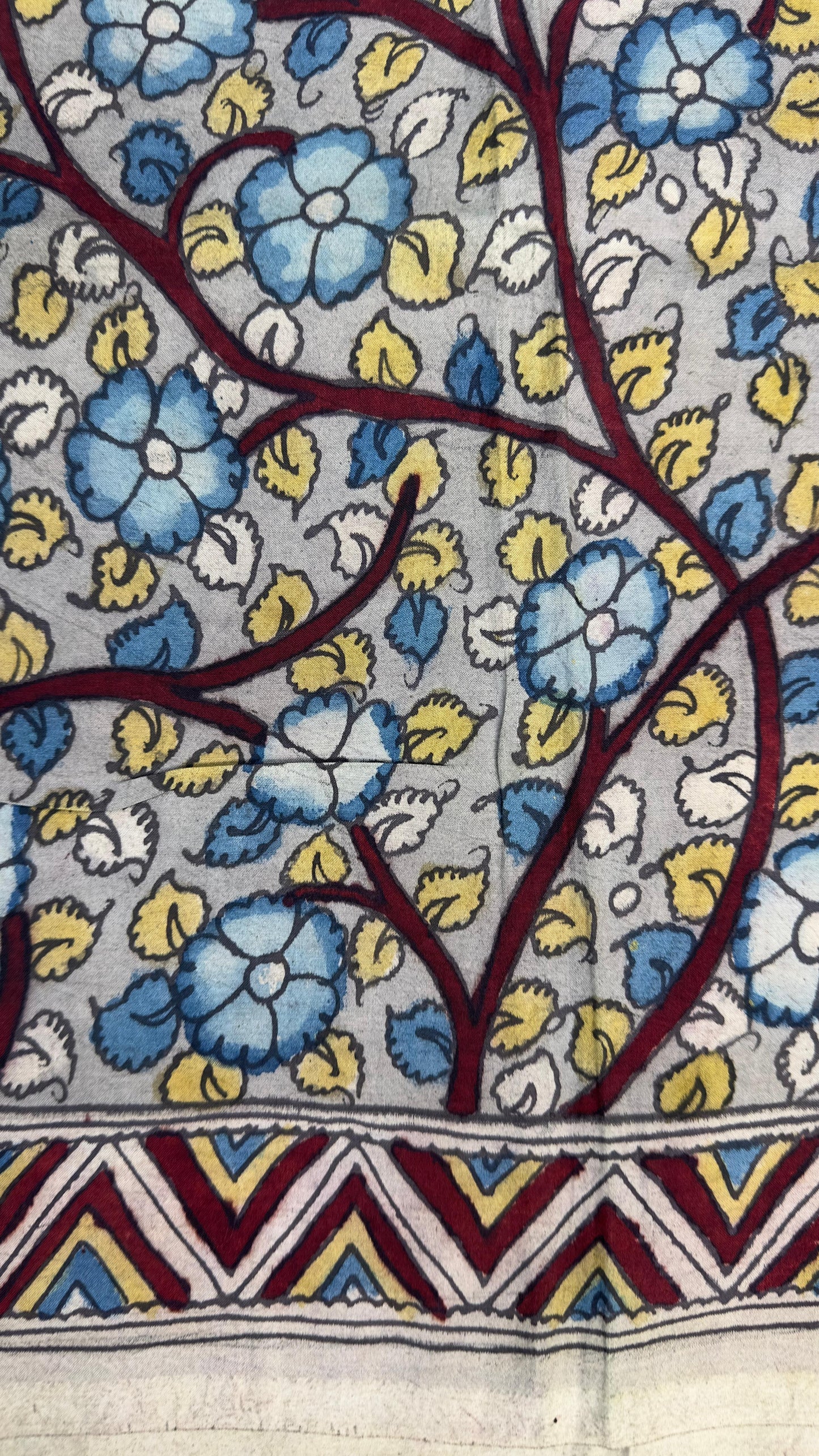 Pure silkcotton blouse materials with pen kalamkari painting