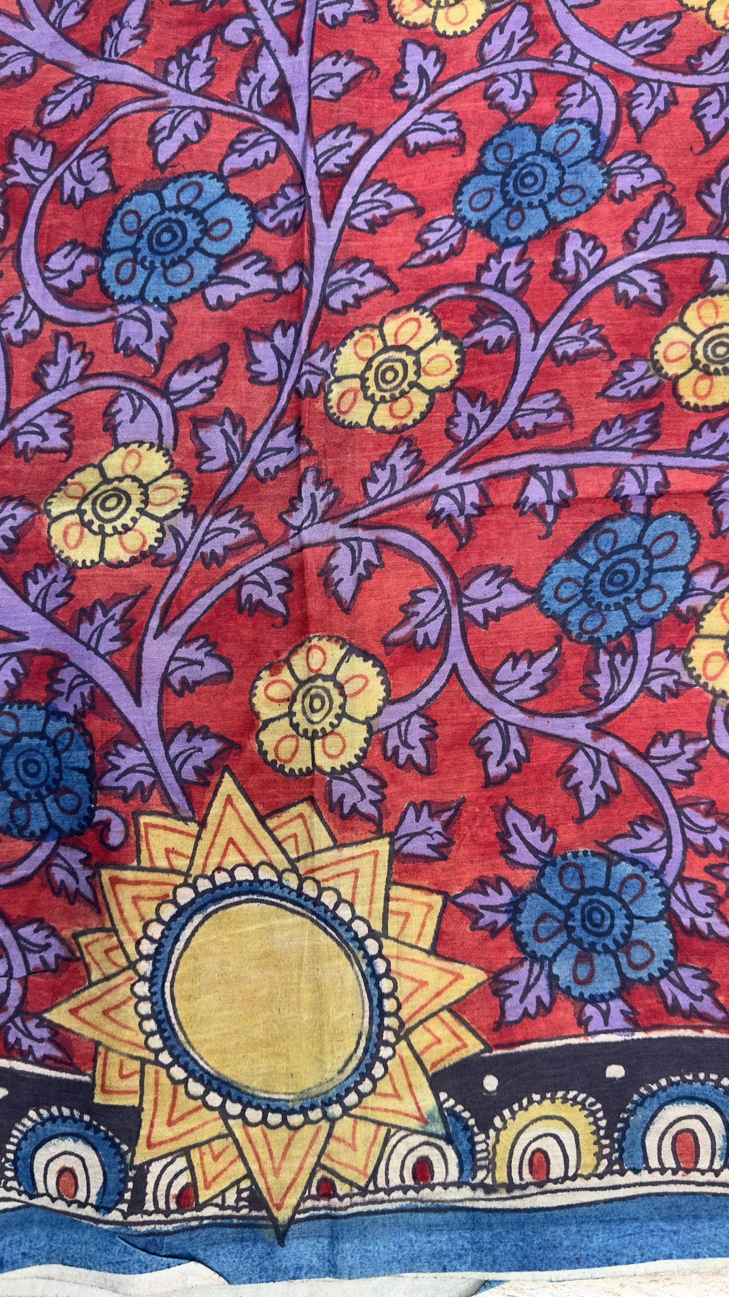 Pure silkcotton blouse materials with pen kalamkari painting