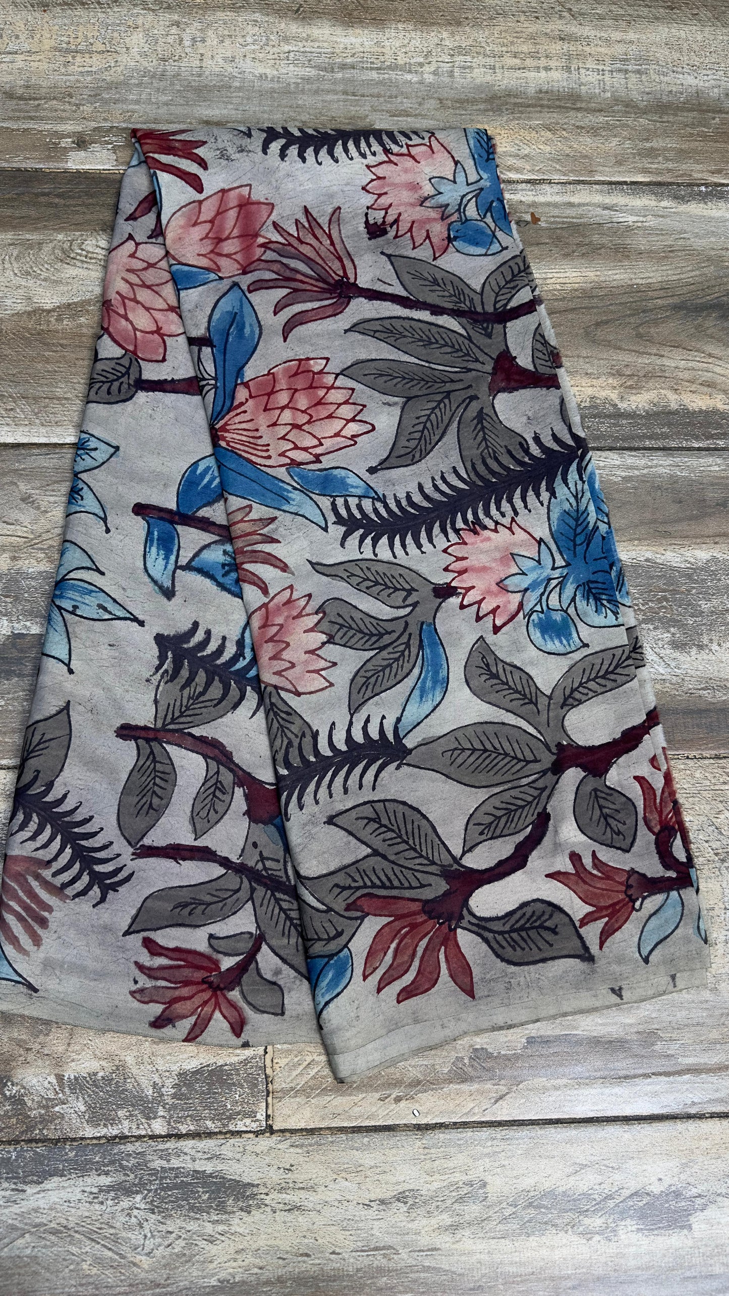 Pure crepe silk penkalamkari yardage