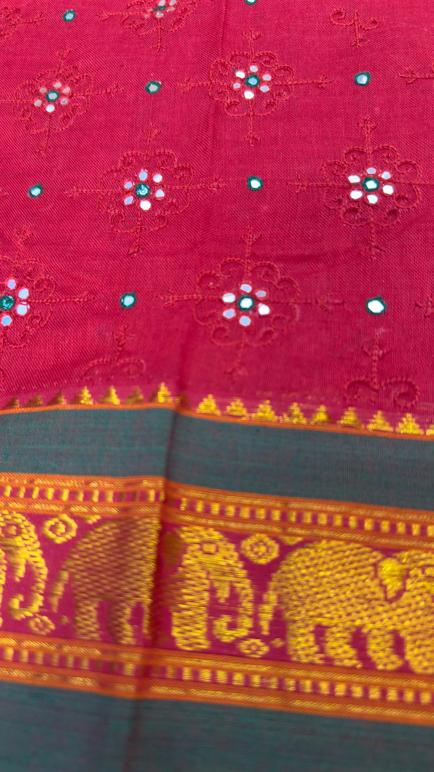Handwoven blouses with hand embroidered mirror work