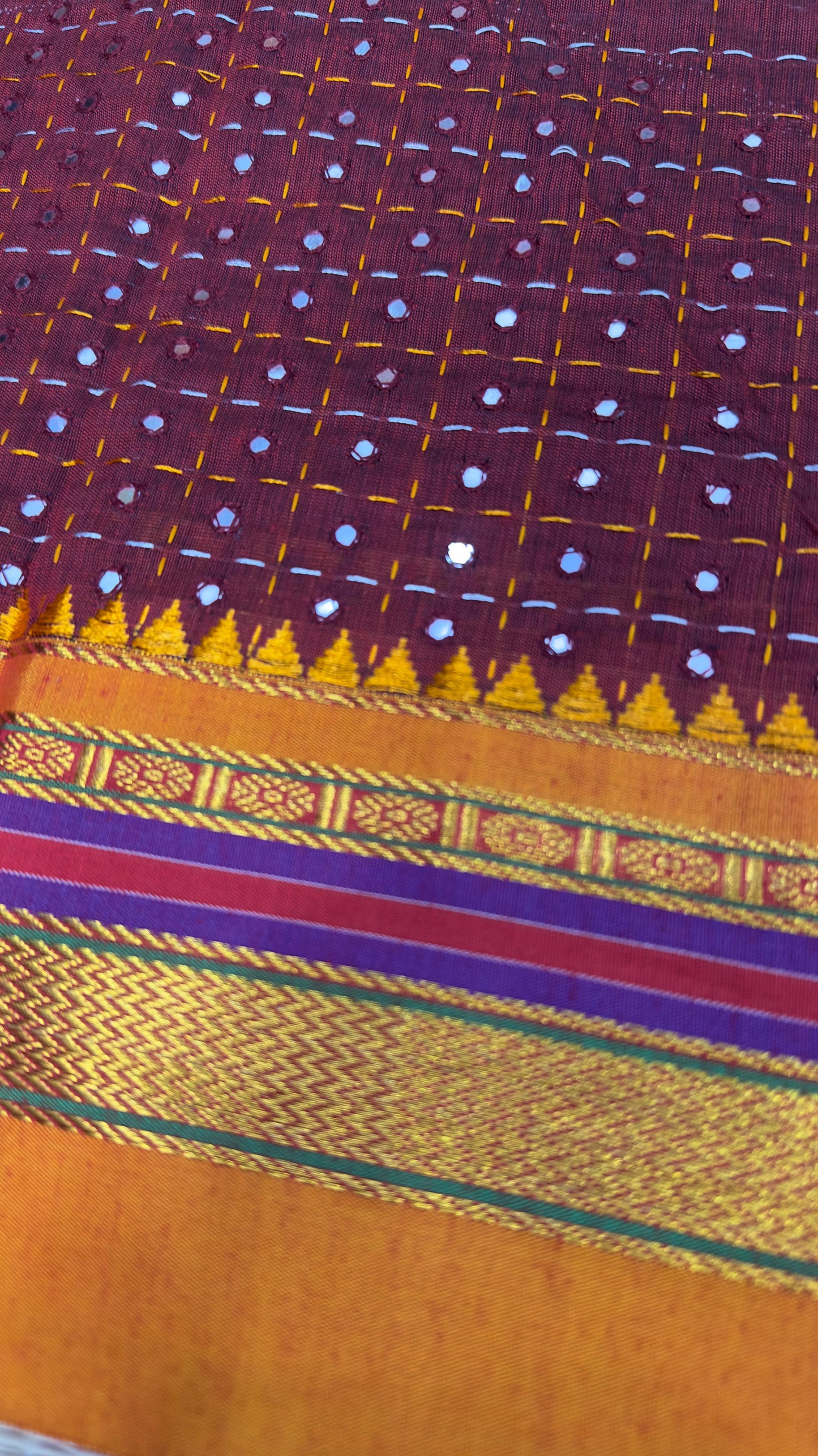 Handwoven blouses with hand embroidered mirror work