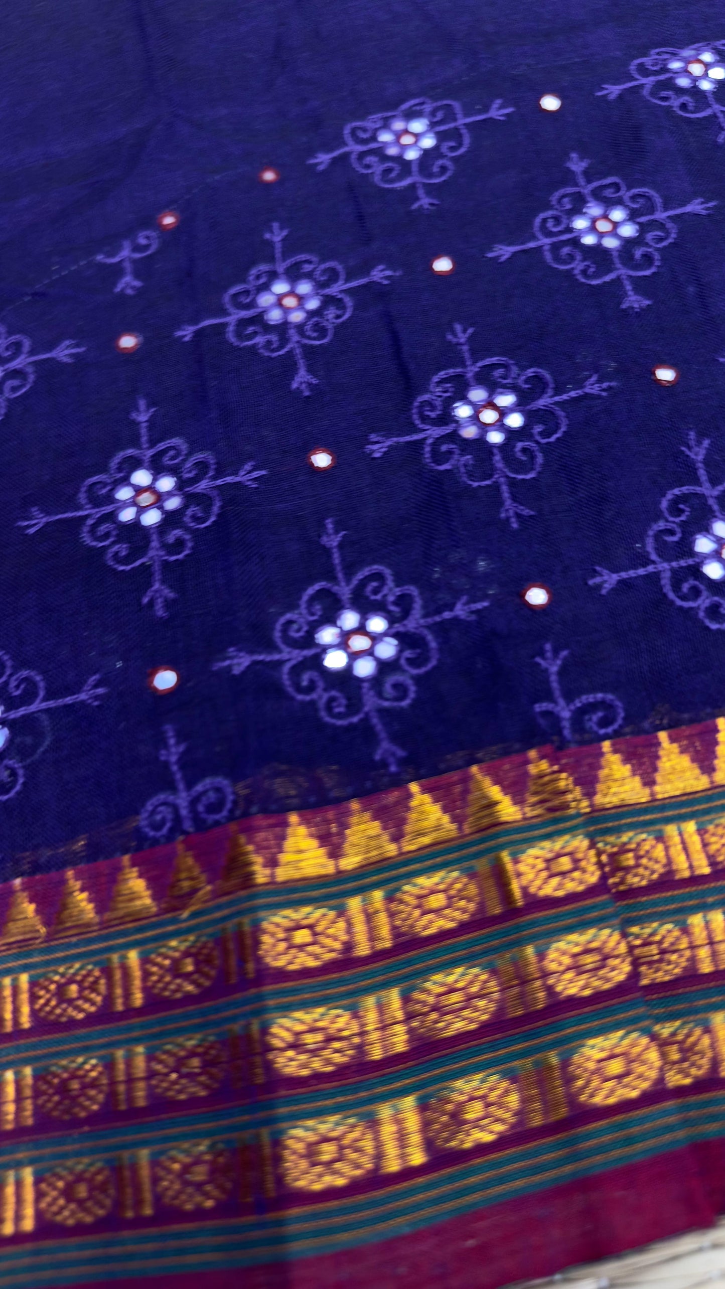 Handwoven blouses with hand embroidered mirror work