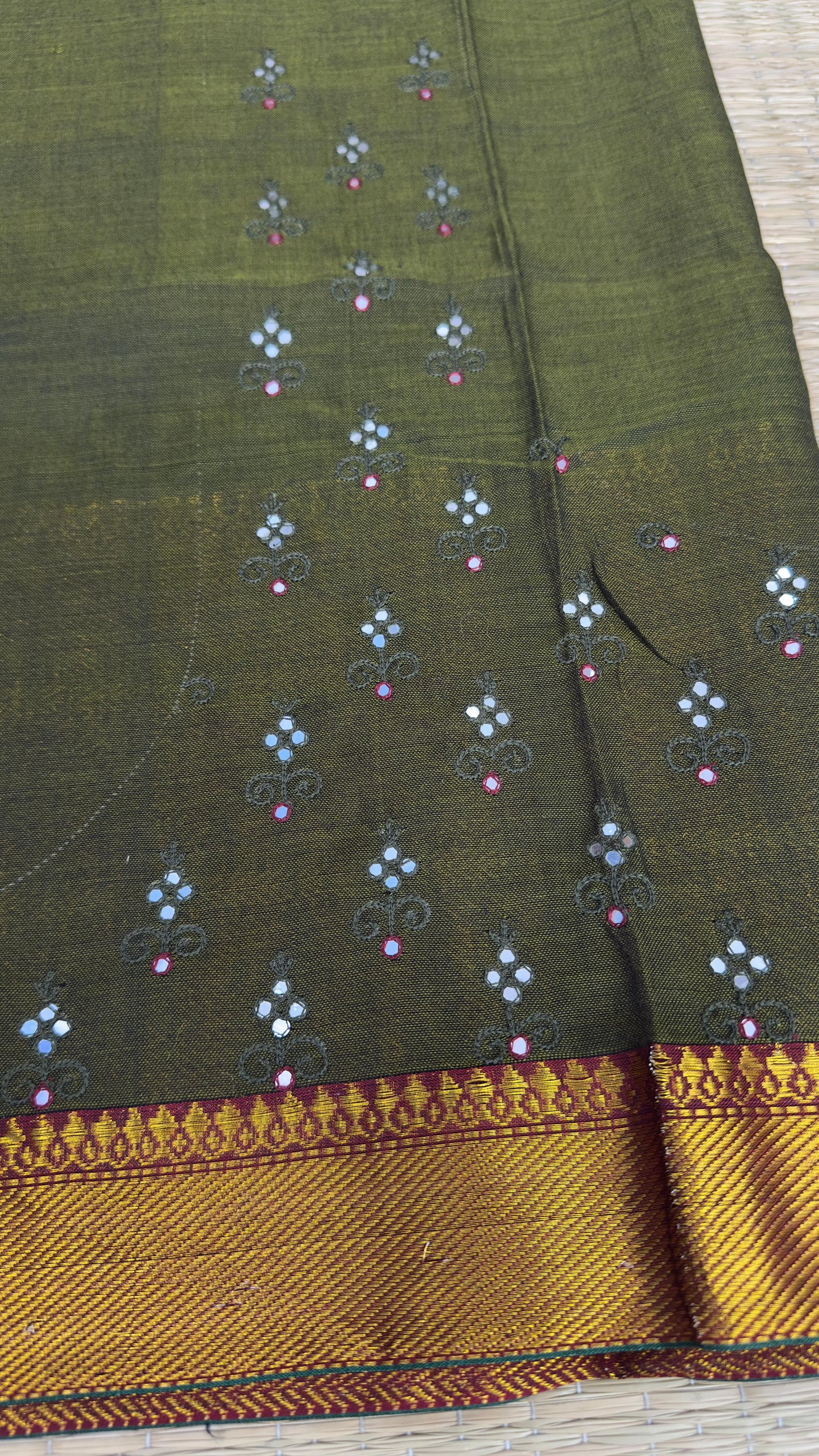 Handwoven blouses with hand embroidered mirror work