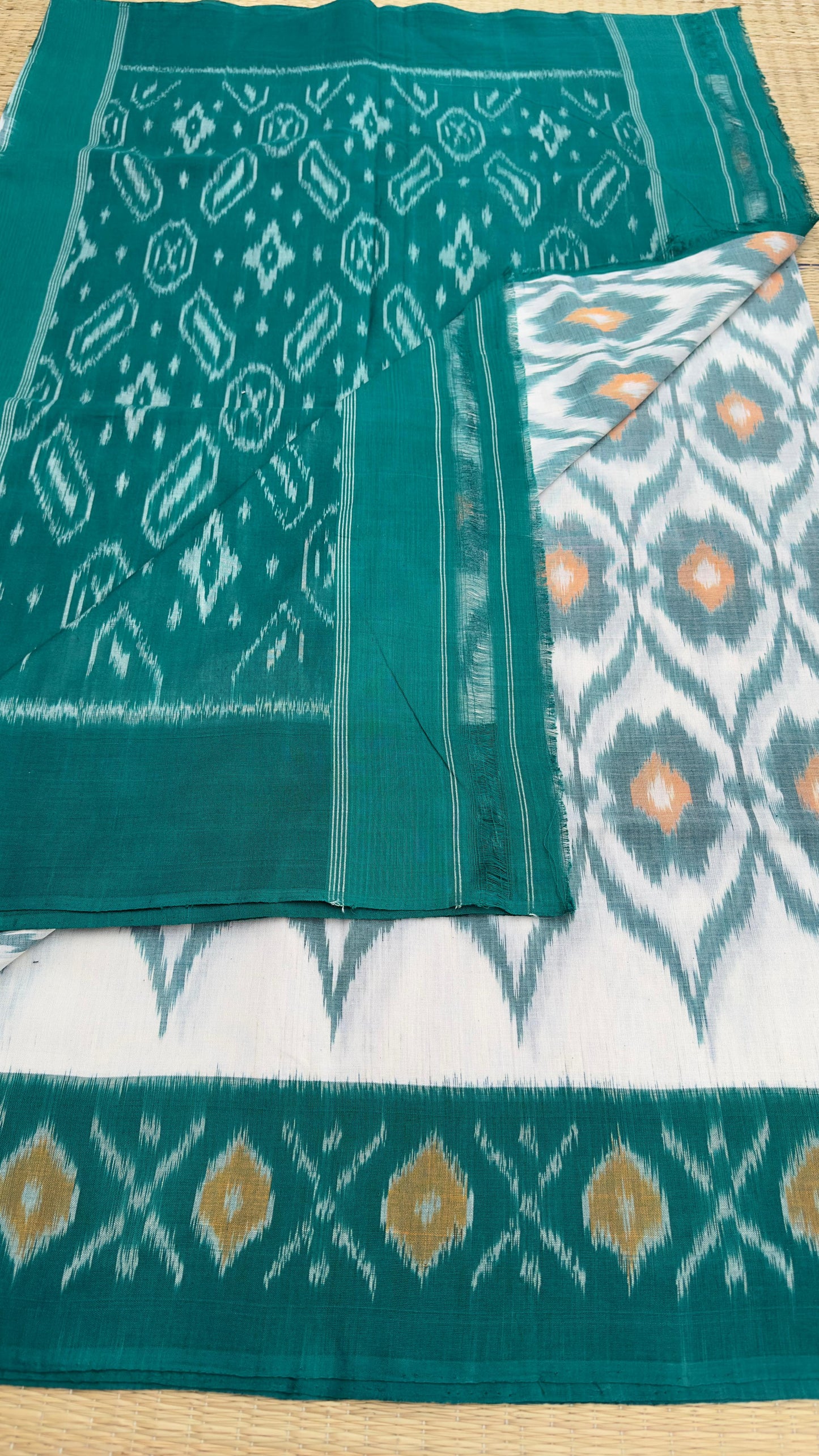 Ikkat cotton sarees with our exclusive semi stitched blouses