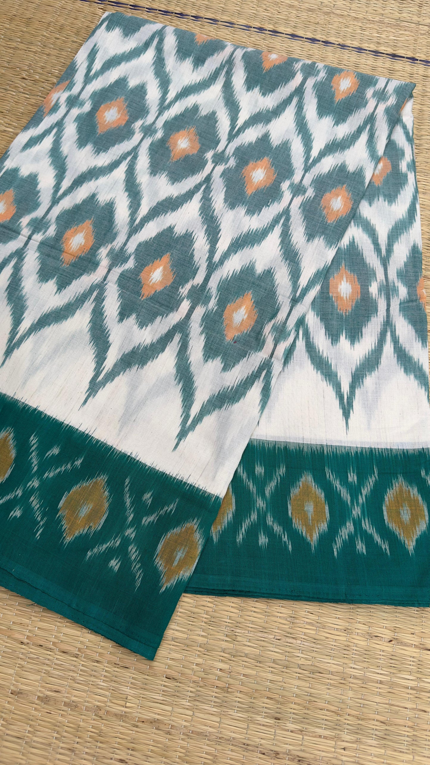 Ikkat cotton sarees with our exclusive semi stitched blouses