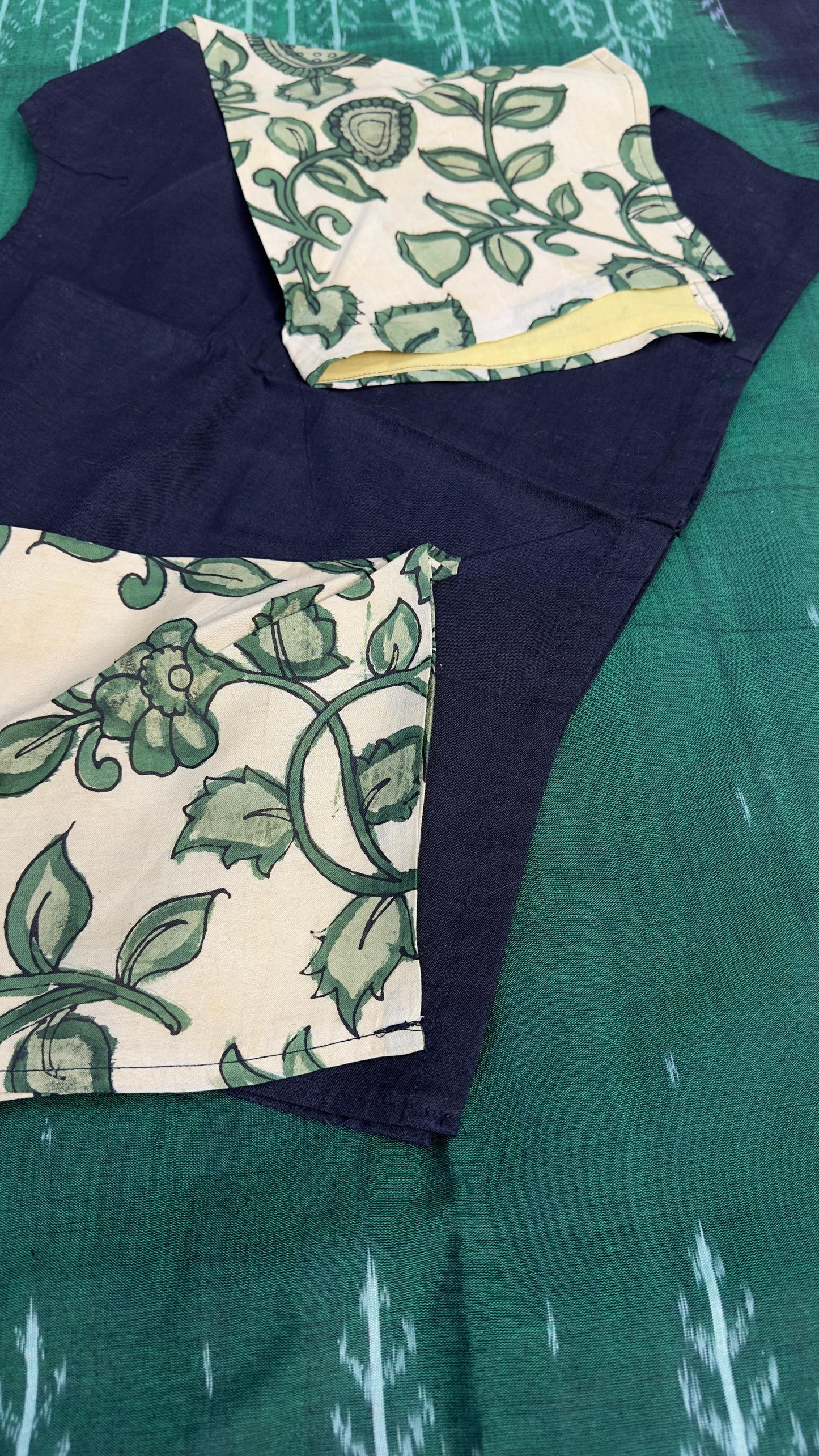 Ikkat cotton sarees with our exclusive semi stitched blouses