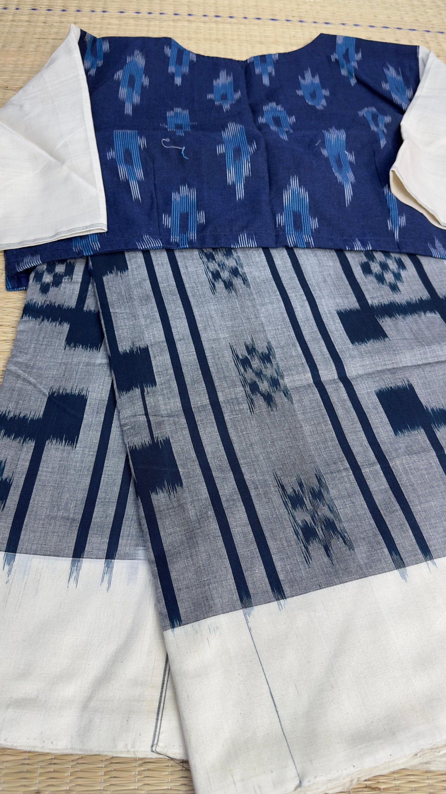 Ikkat cotton saree with our exclusive semi stitched blouses