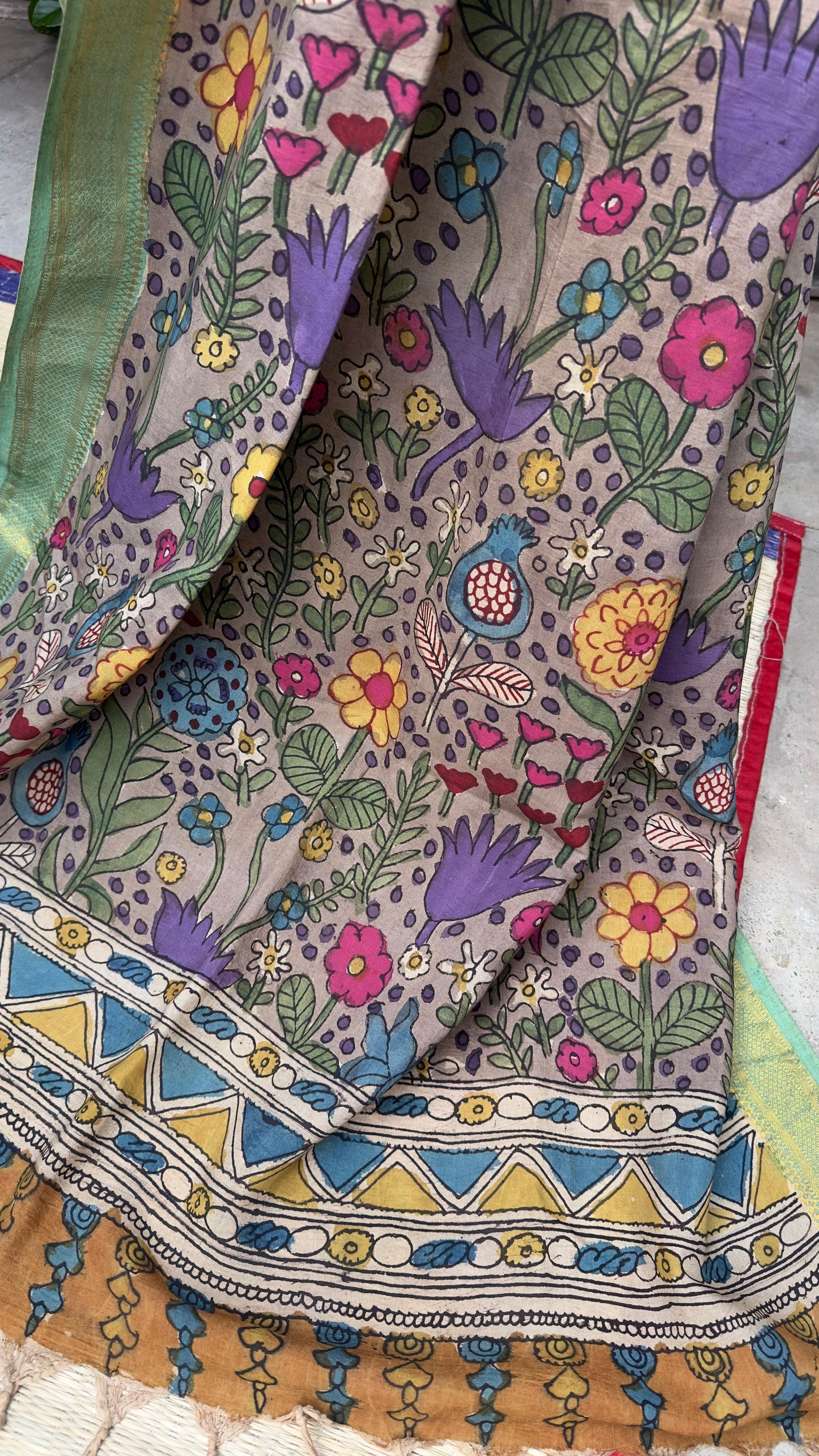 Contemporary Silkcotton Penkalamkari sarees