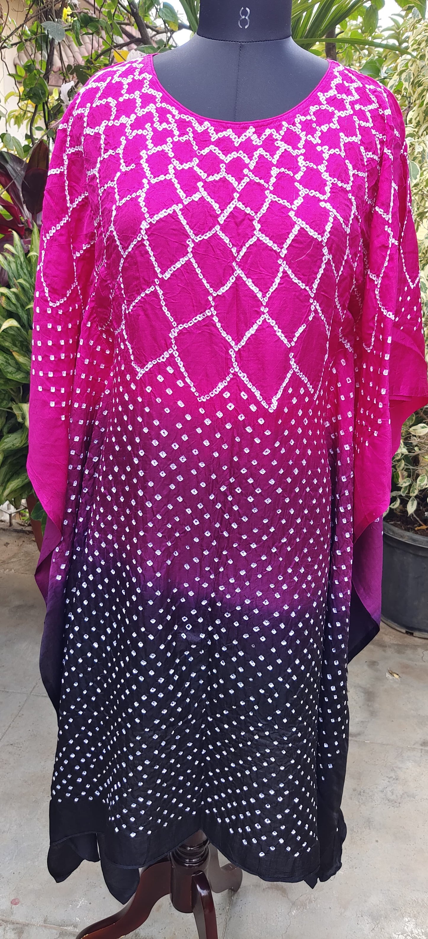Gajji silk hand knotted bandhej Kurta / Kaftan