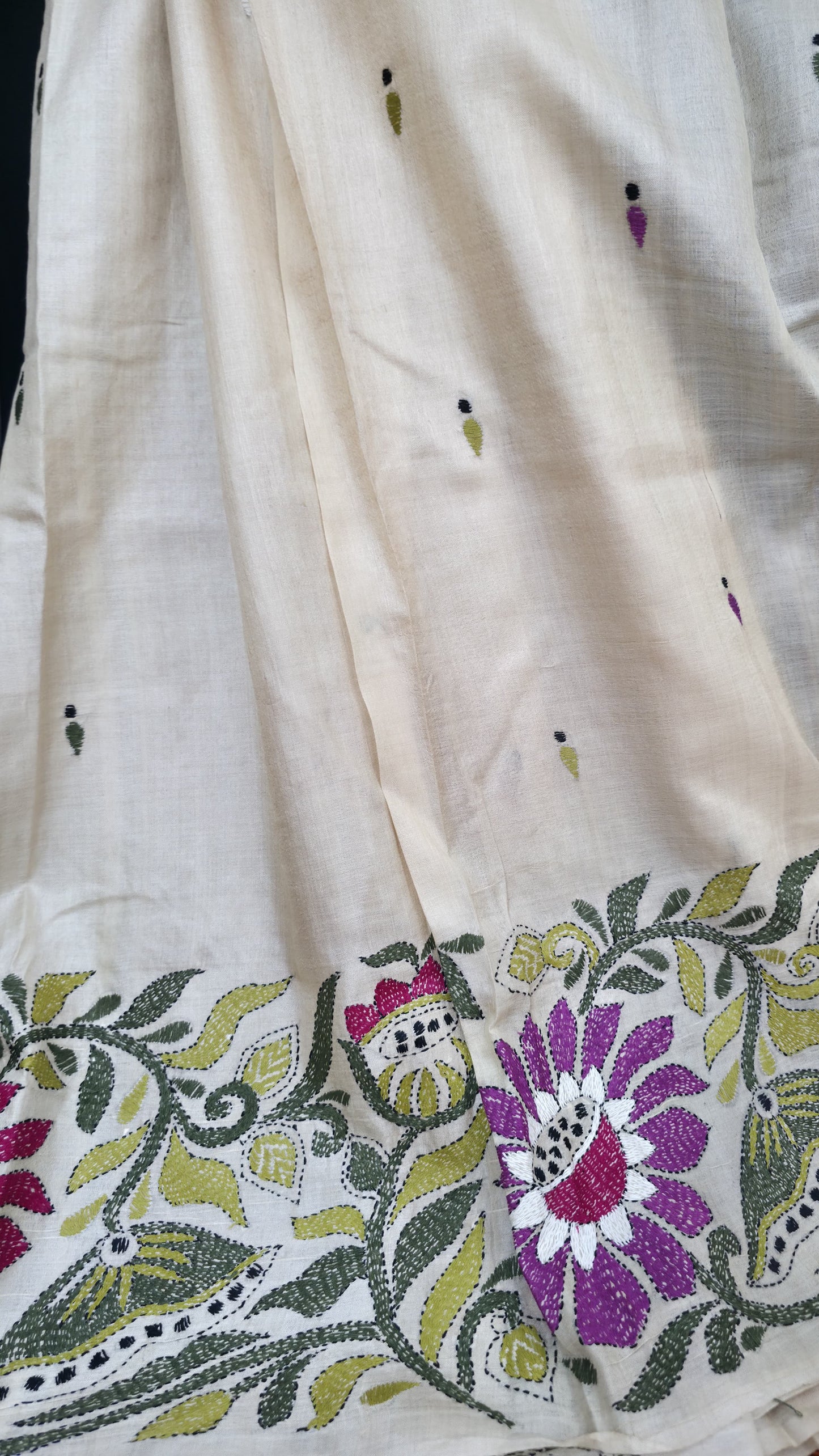 Hand embroidered kantha work sarees