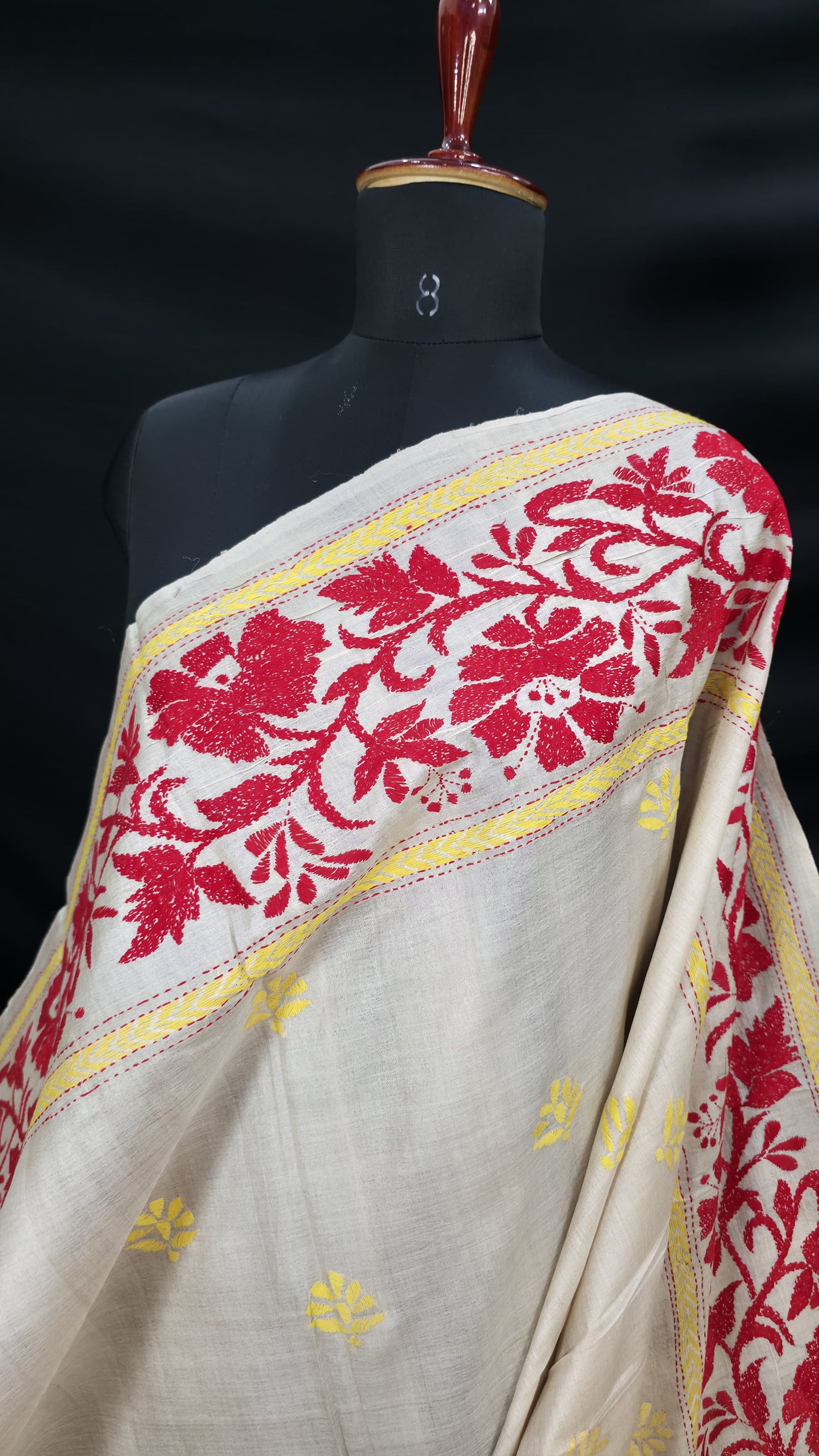 Hand embroidered kantha work sarees