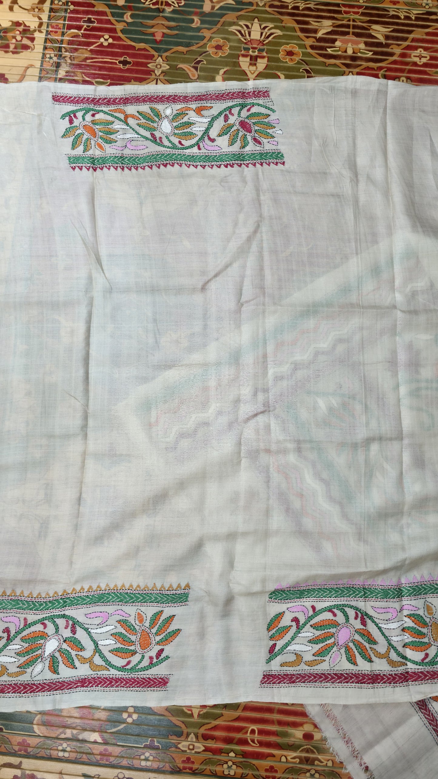 Hand embroidered kantha work sarees
