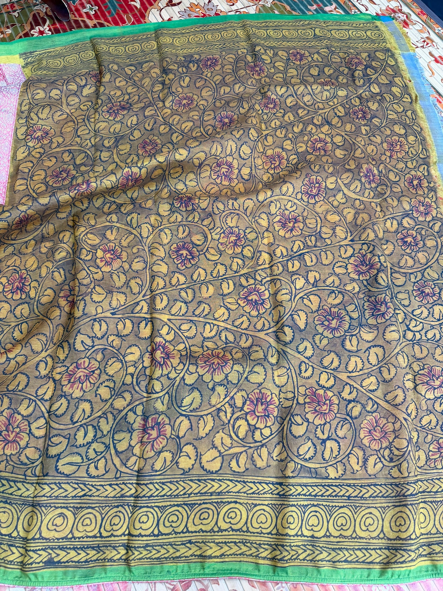 Gadwal silk penkalamkari saree