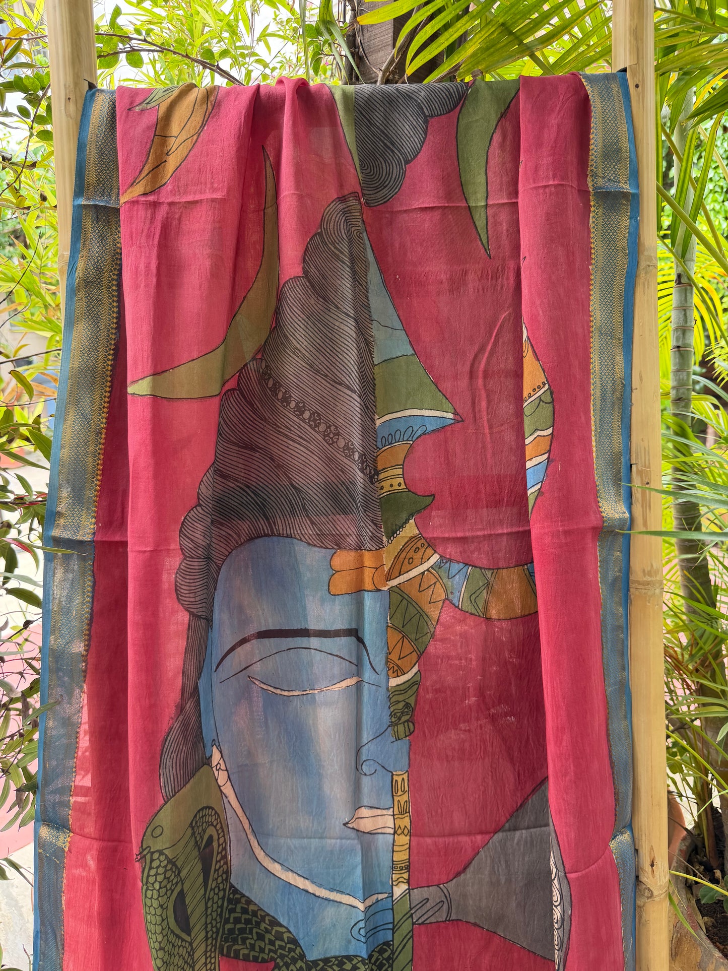 Bangalore silk penkalamkari dupatta