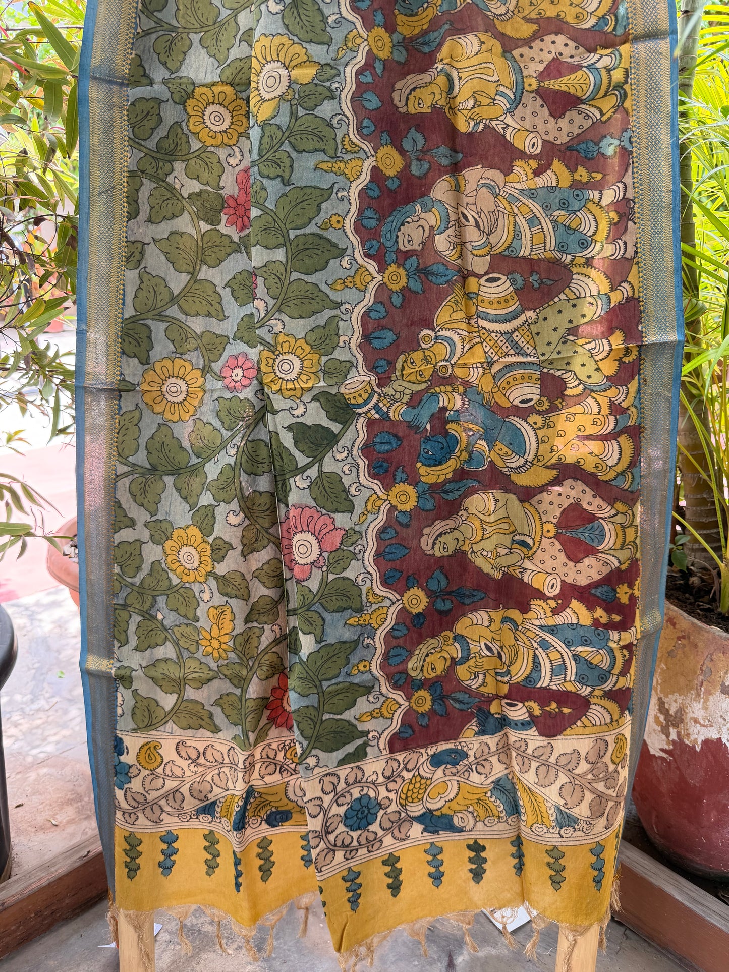 Bangalore silk penkalamkari dupatta