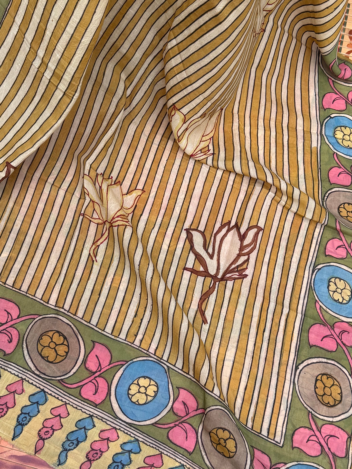 Silkcotton Penkalamkari Dupattas.