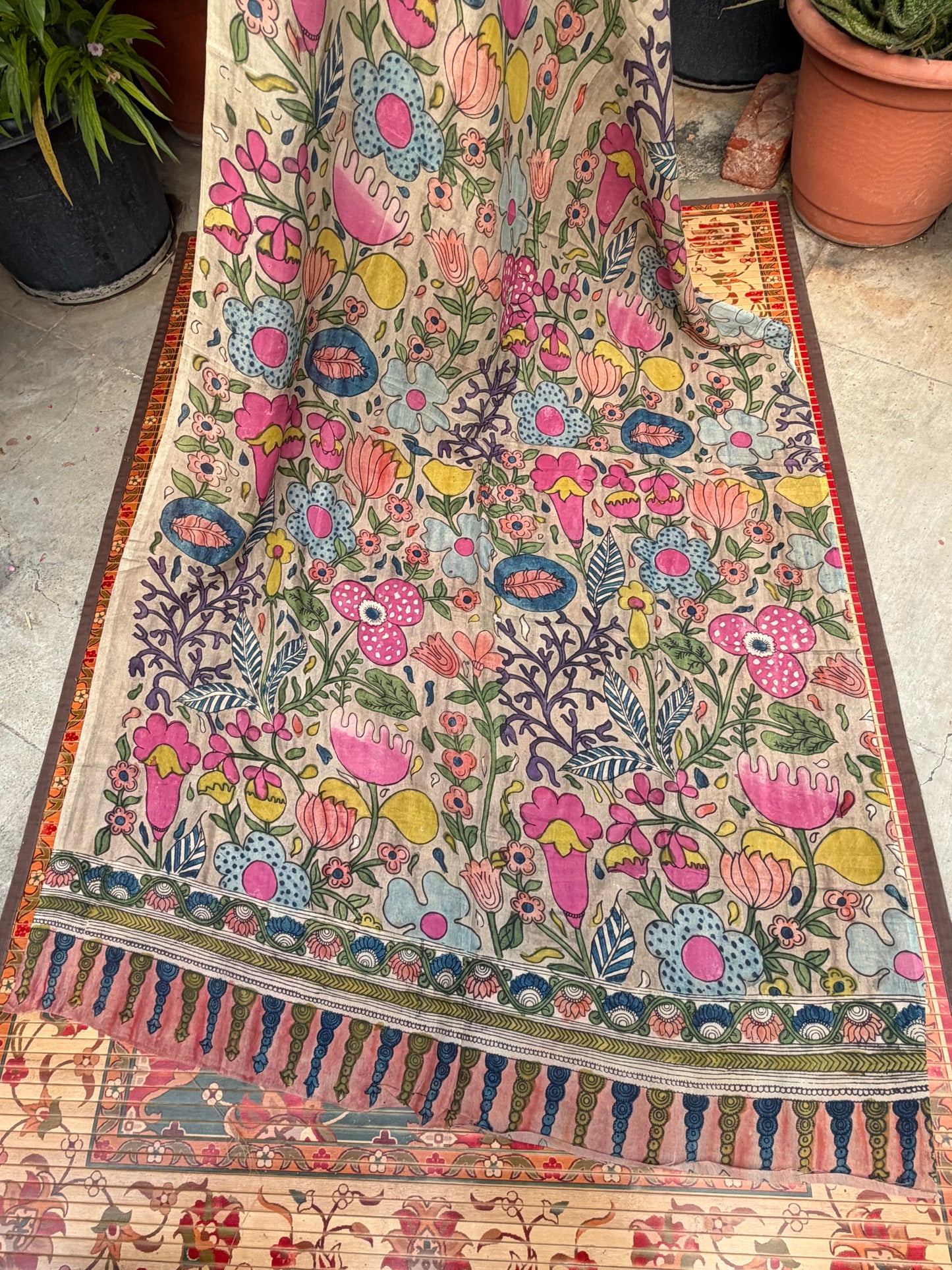 Silkcotton Penkalamkari Dupattas.
