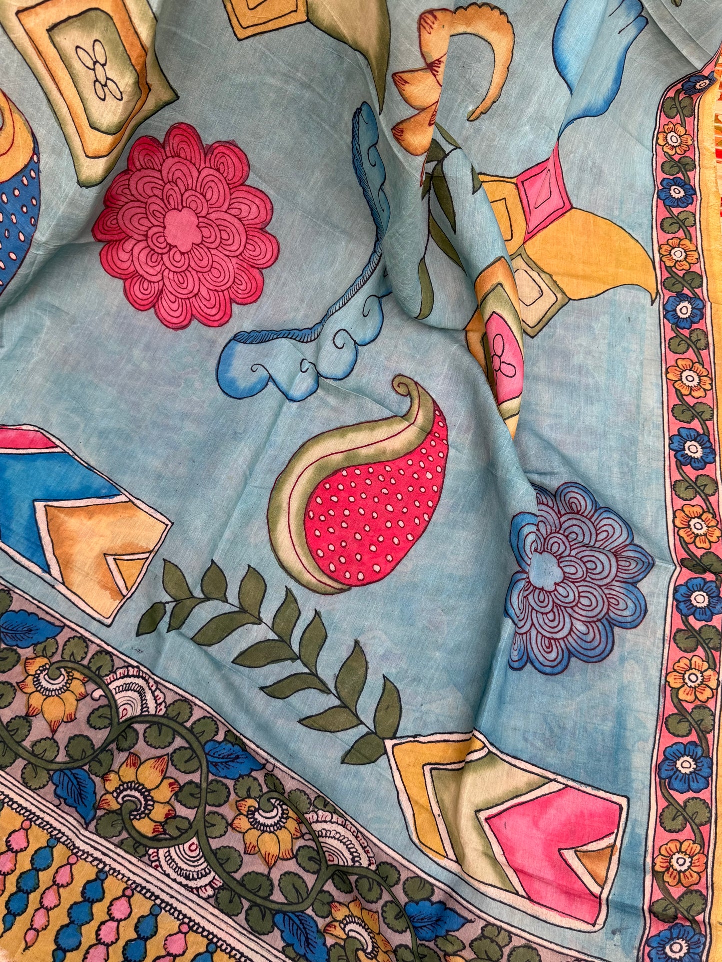 Silkcotton Penkalamkari Dupattas.