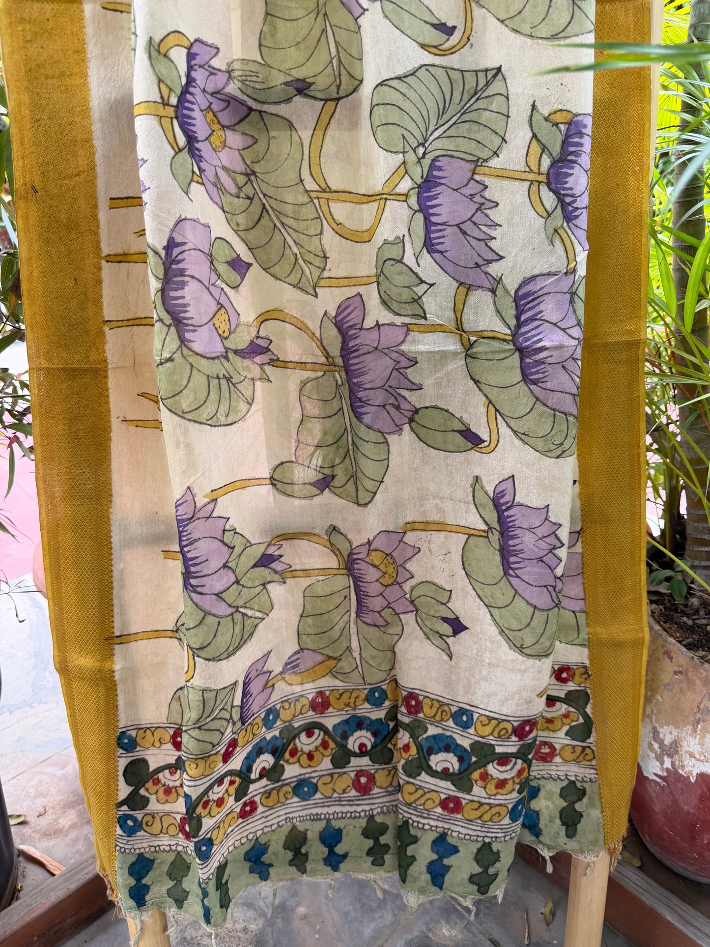 Bangalore silk penkalamkari dupatta