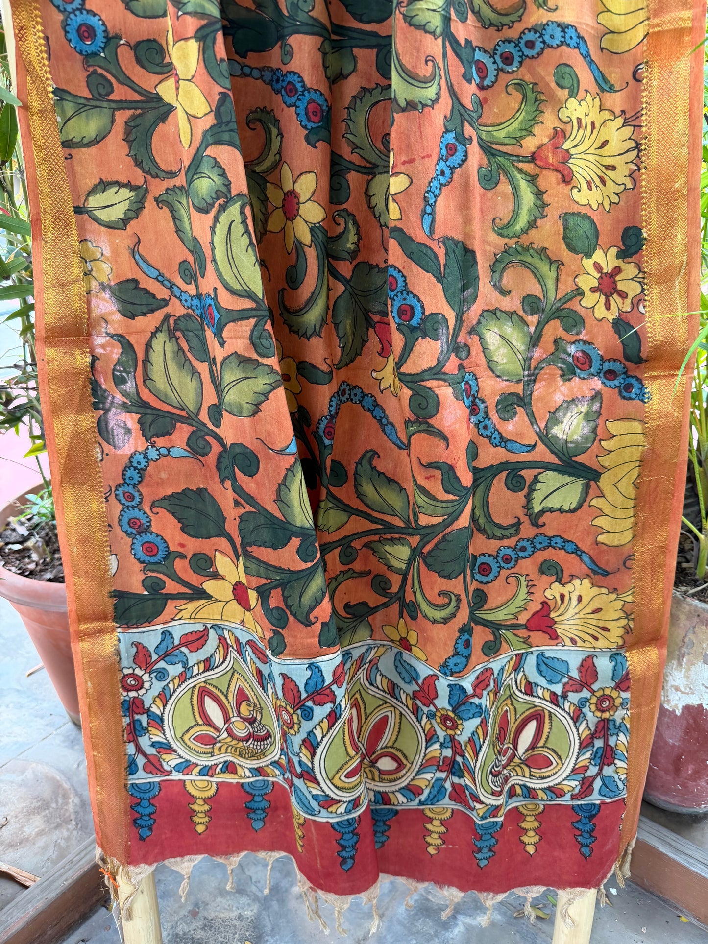 Bangalore silk penkalamkari dupatta
