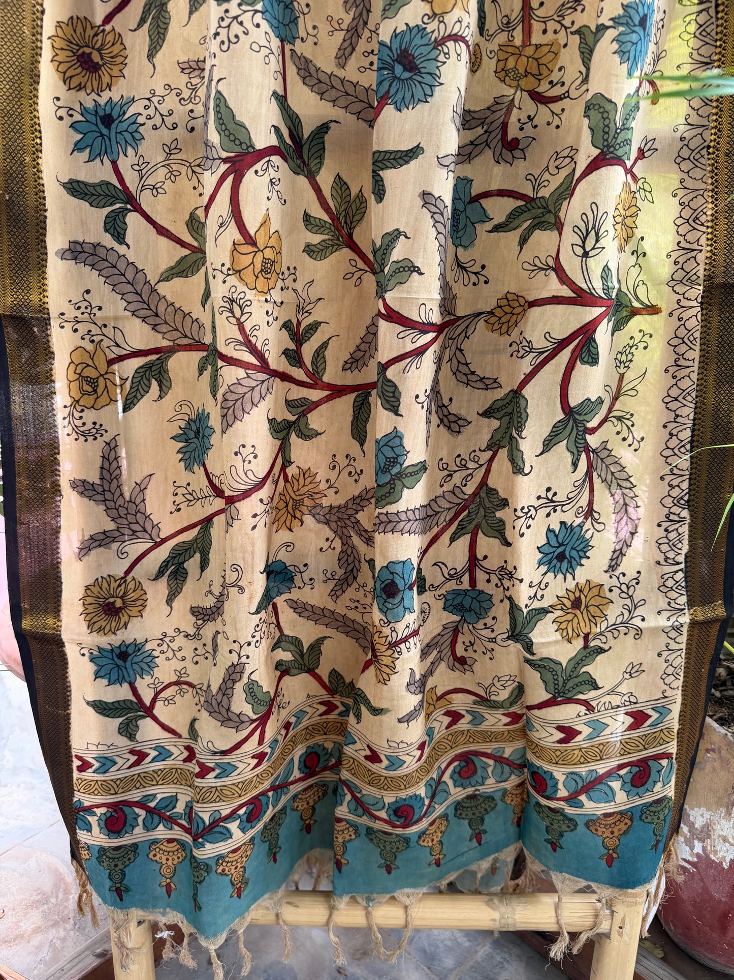 Bangalore silk penkalamkari dupatta