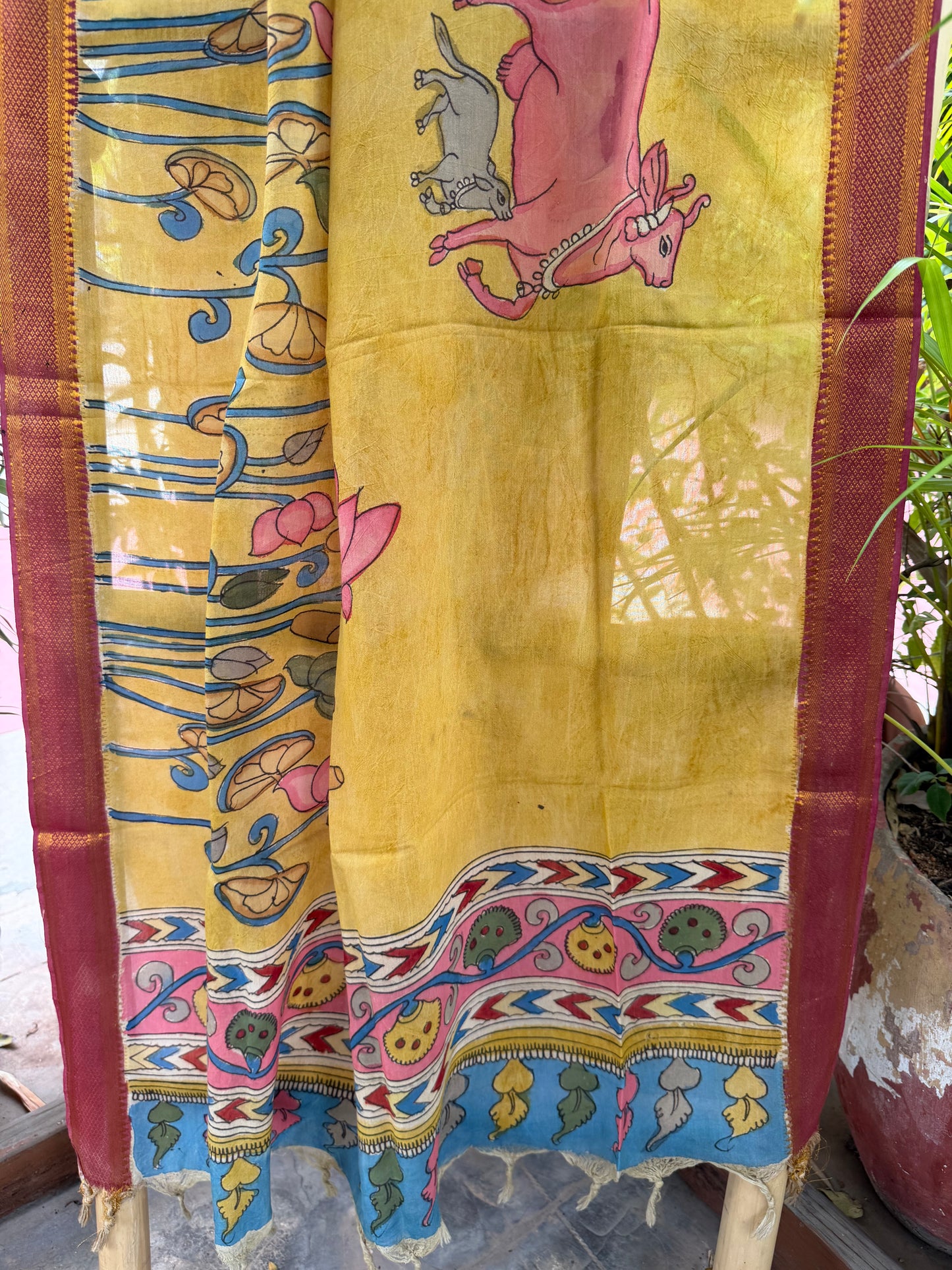 Bangalore silk penkalamkari dupatta
