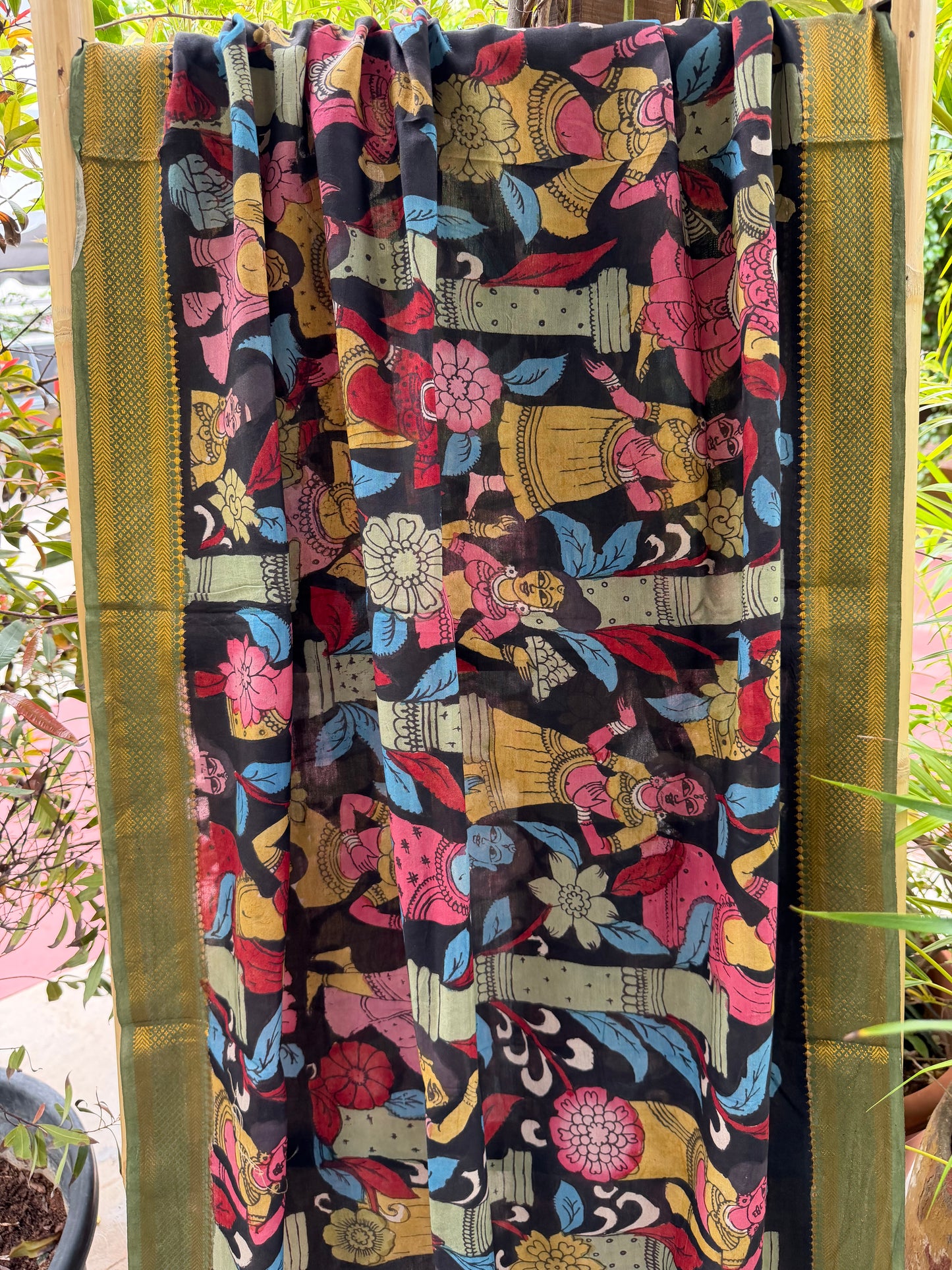 Bangalore silk penkalamkari dupatta