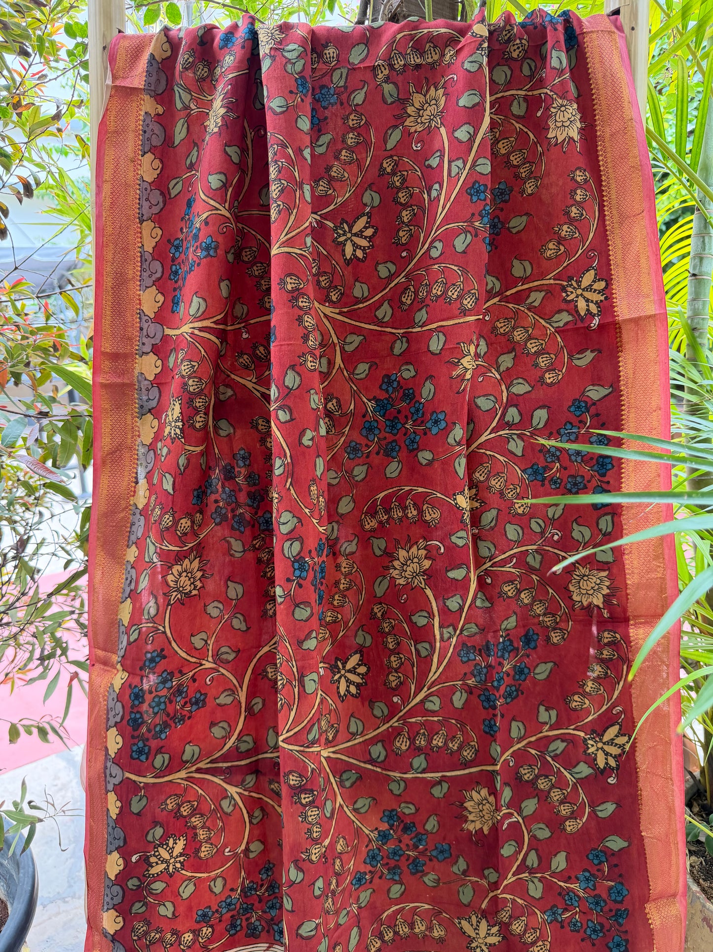 Bangalore silk penkalamkari dupatta