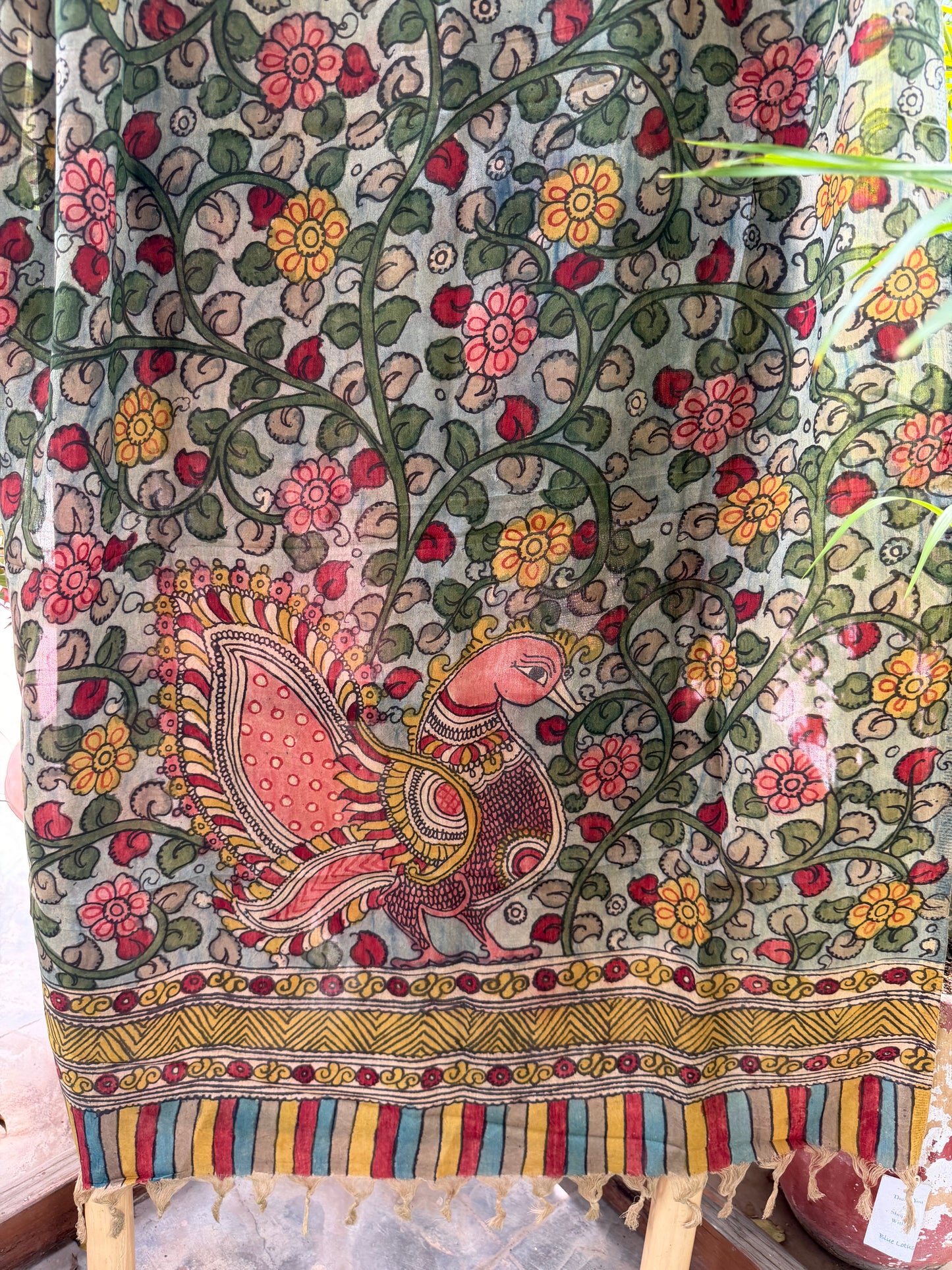 Bangalore silk penkalamkari dupatta