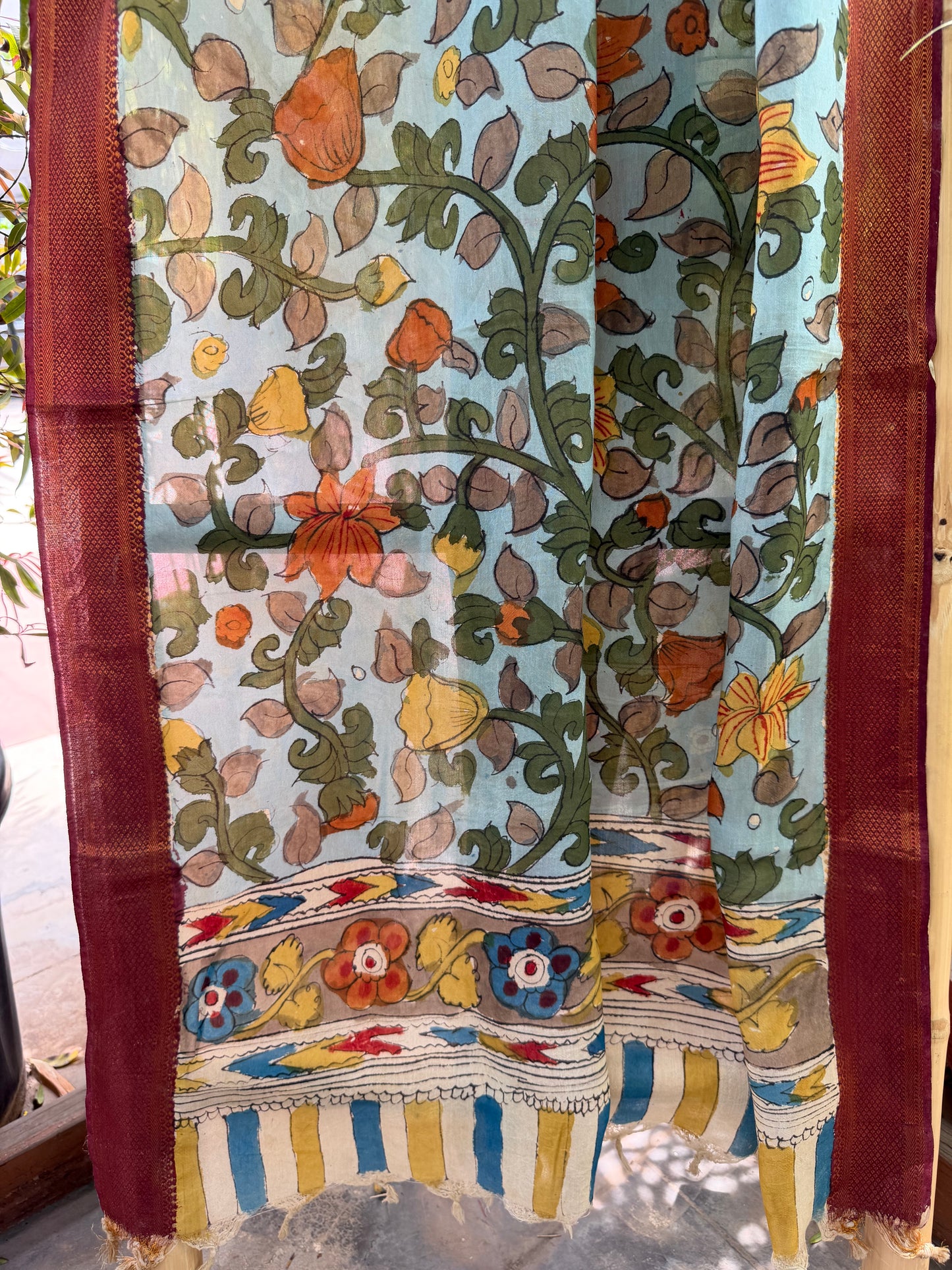 Bangalore silk penkalamkari dupatta