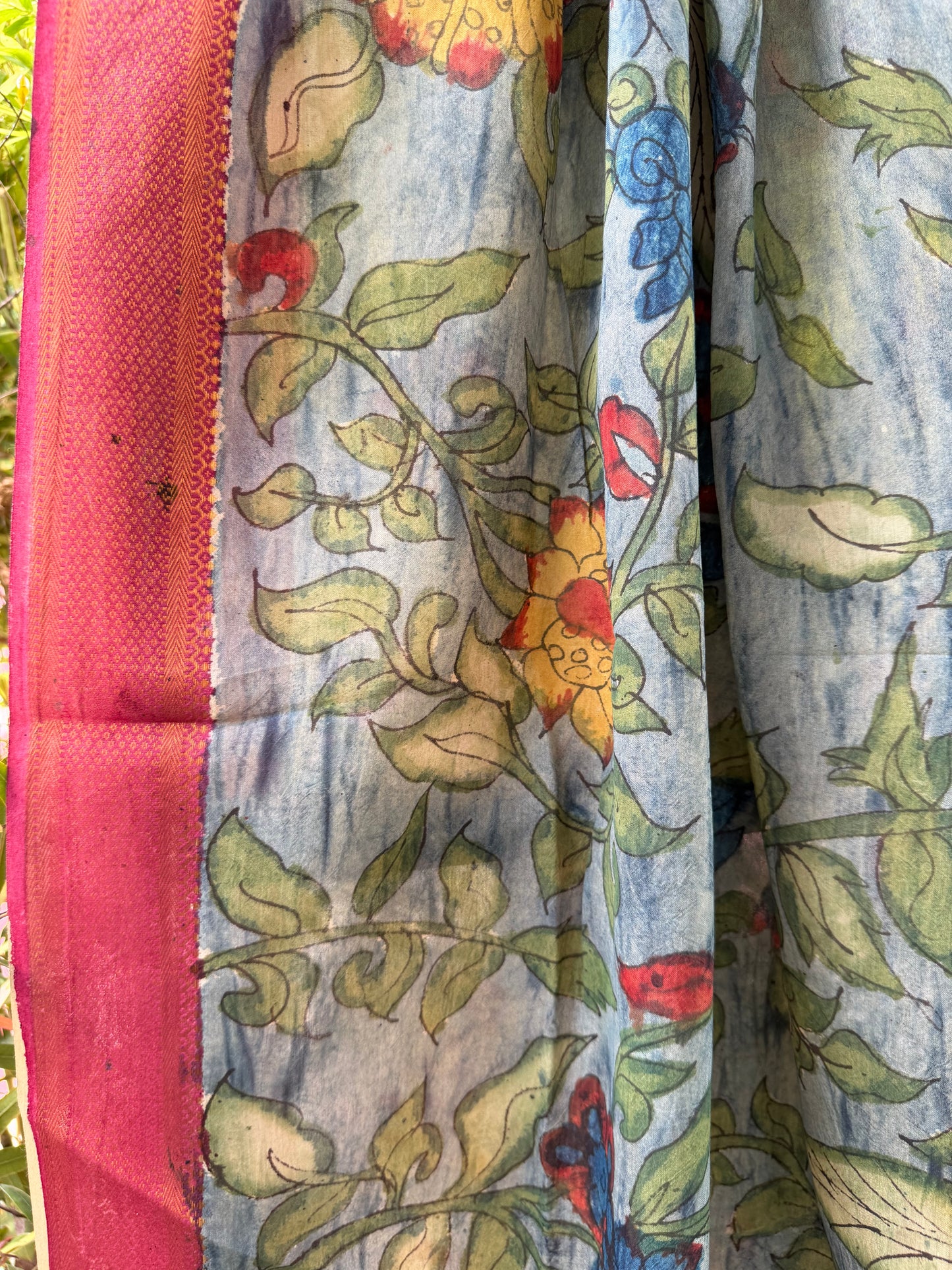 Bangalore silk penkalamkari dupatta