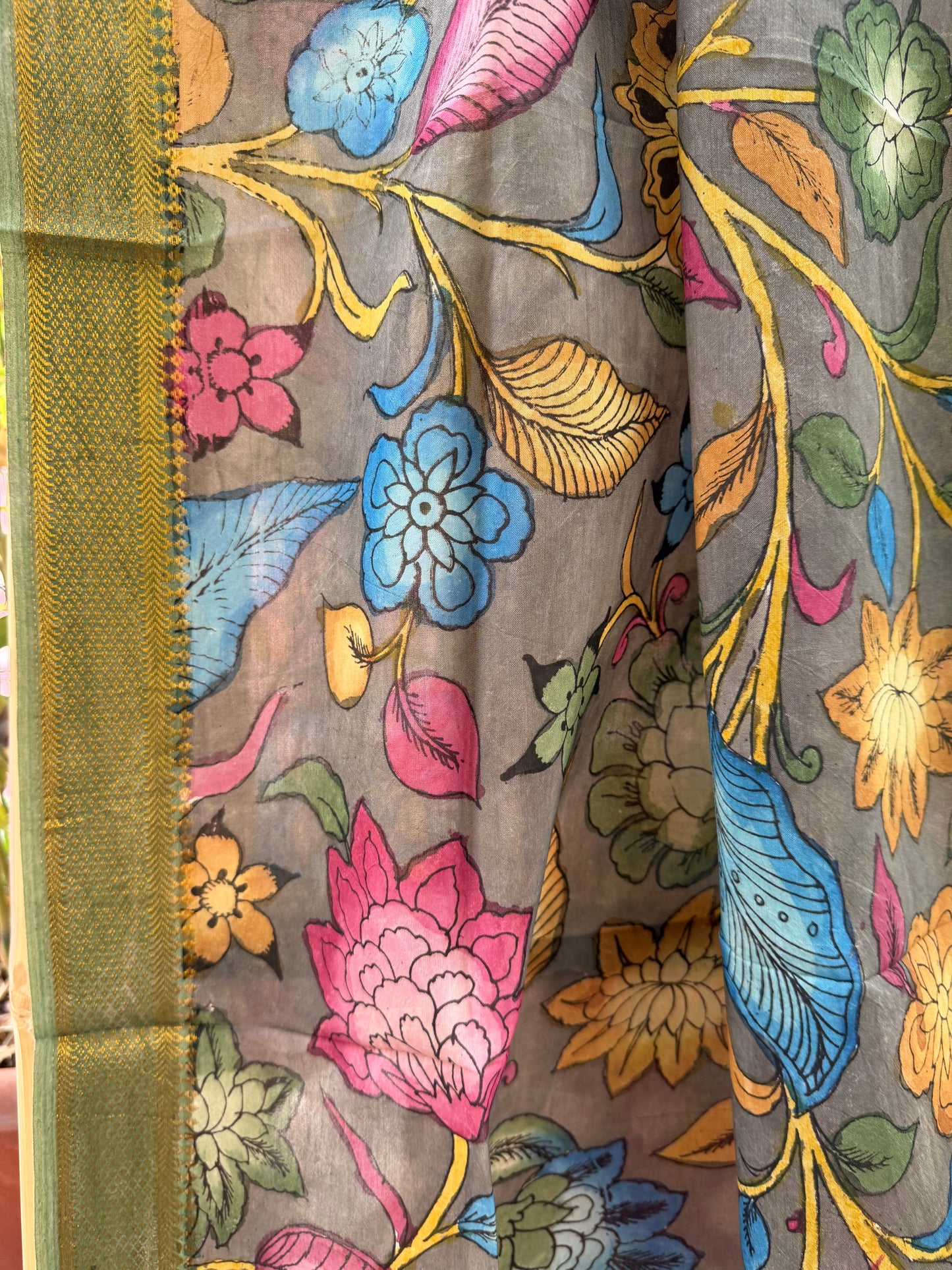 Bangalore silk penkalamkari dupatta